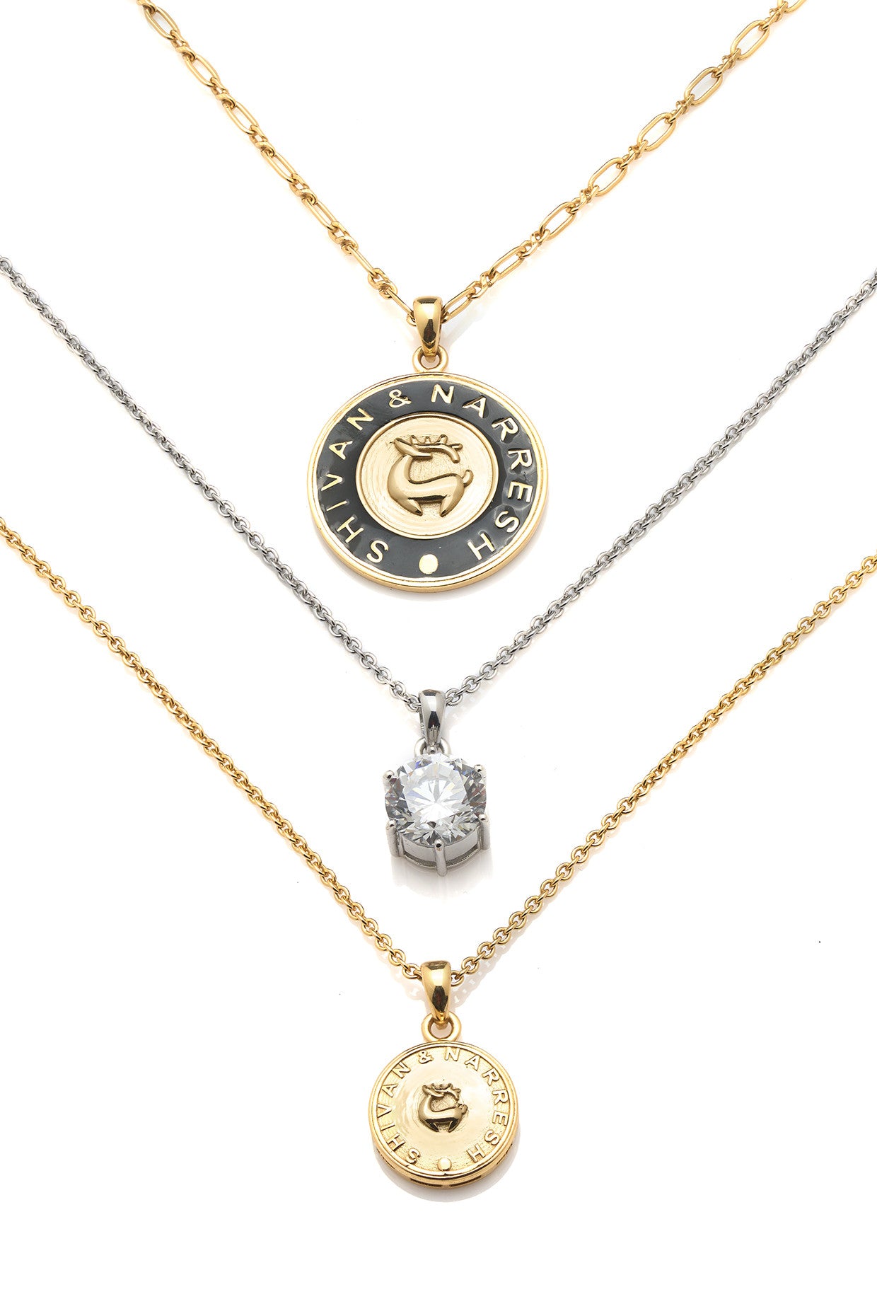 22kt Gold Plated Numisma Thee Layer Stash Necklace