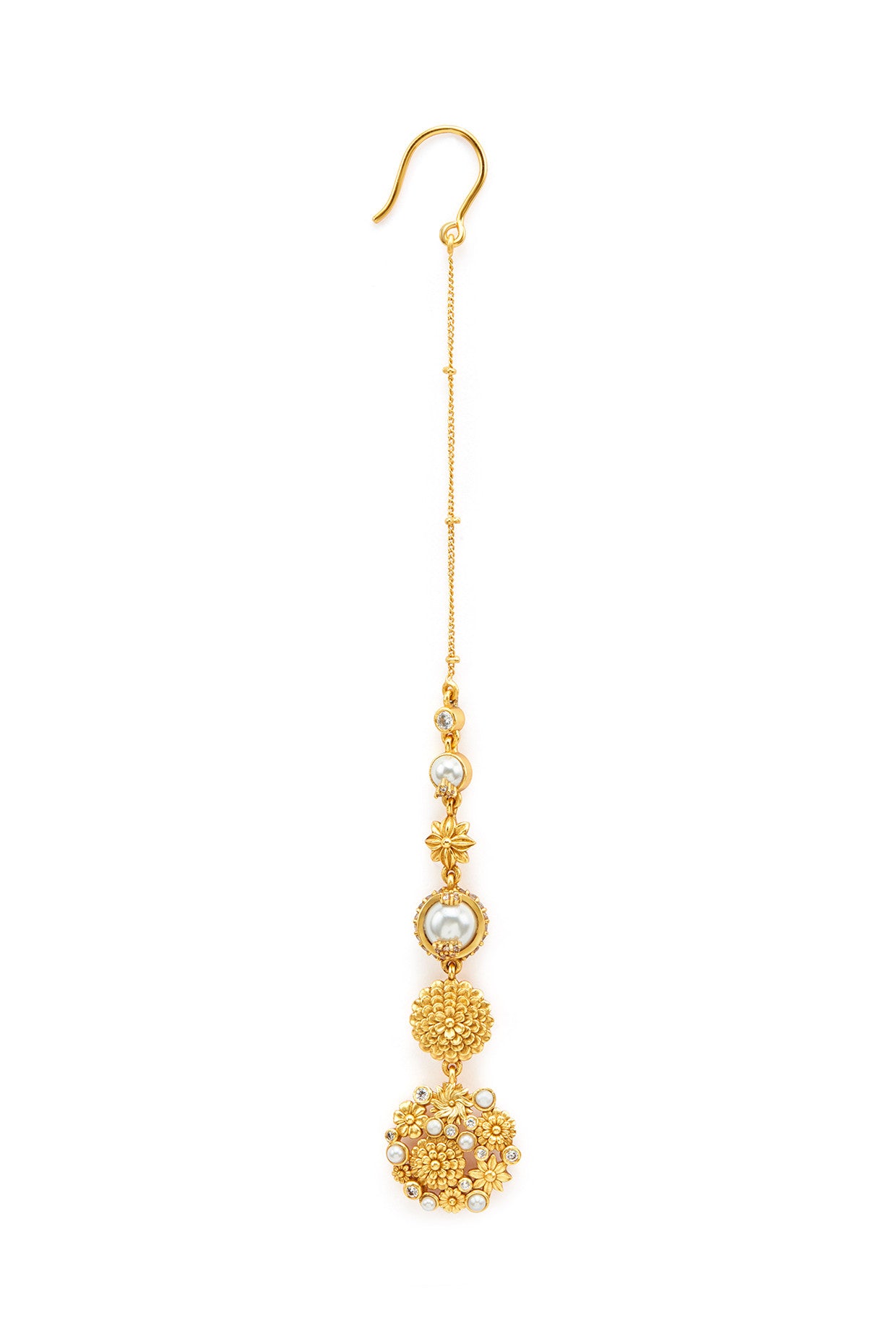 22kt Gold Plated Opaline White Stones Mang Teeka