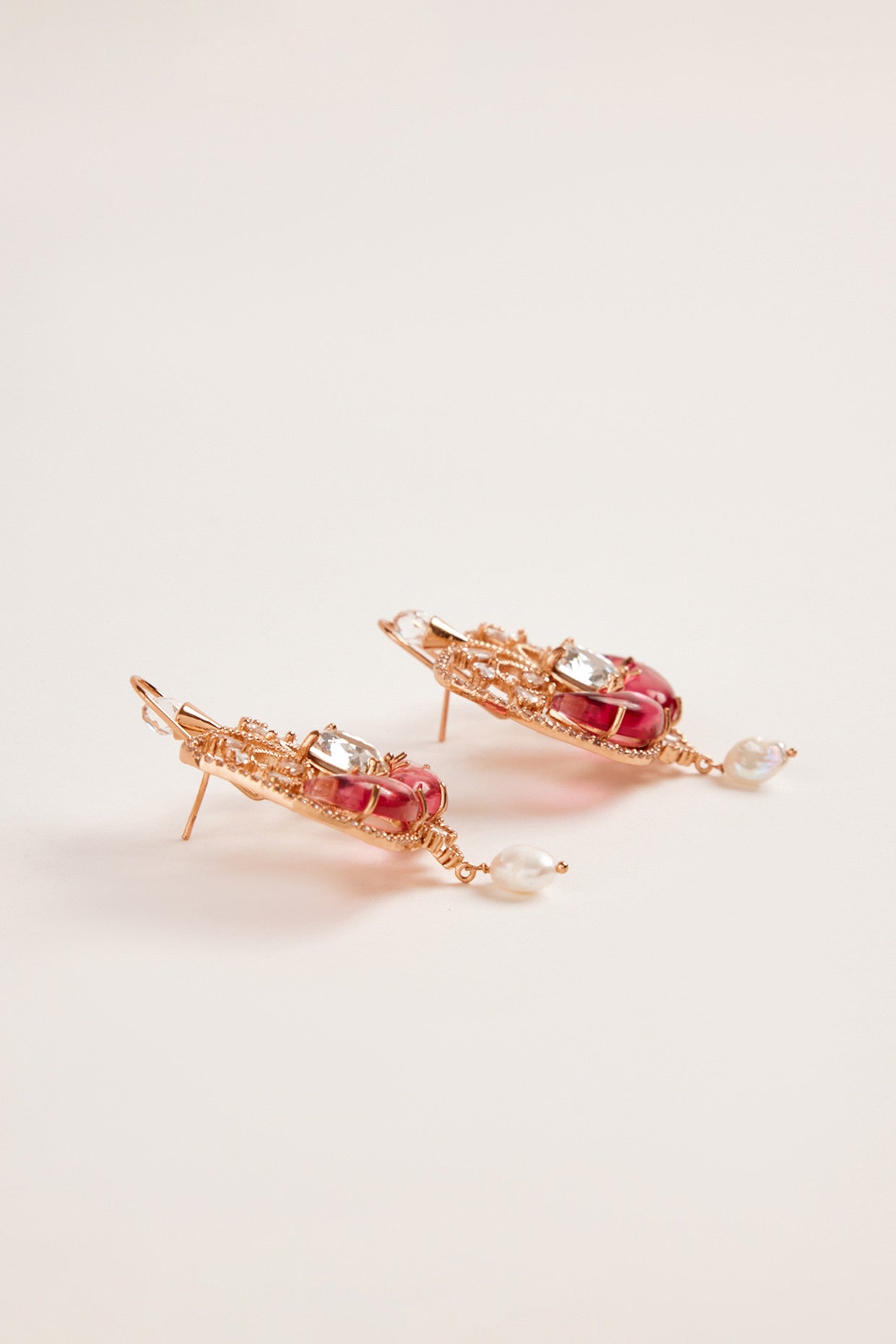 22kt Rose Gold Plated Rose Swarovski and Zircon Earrings