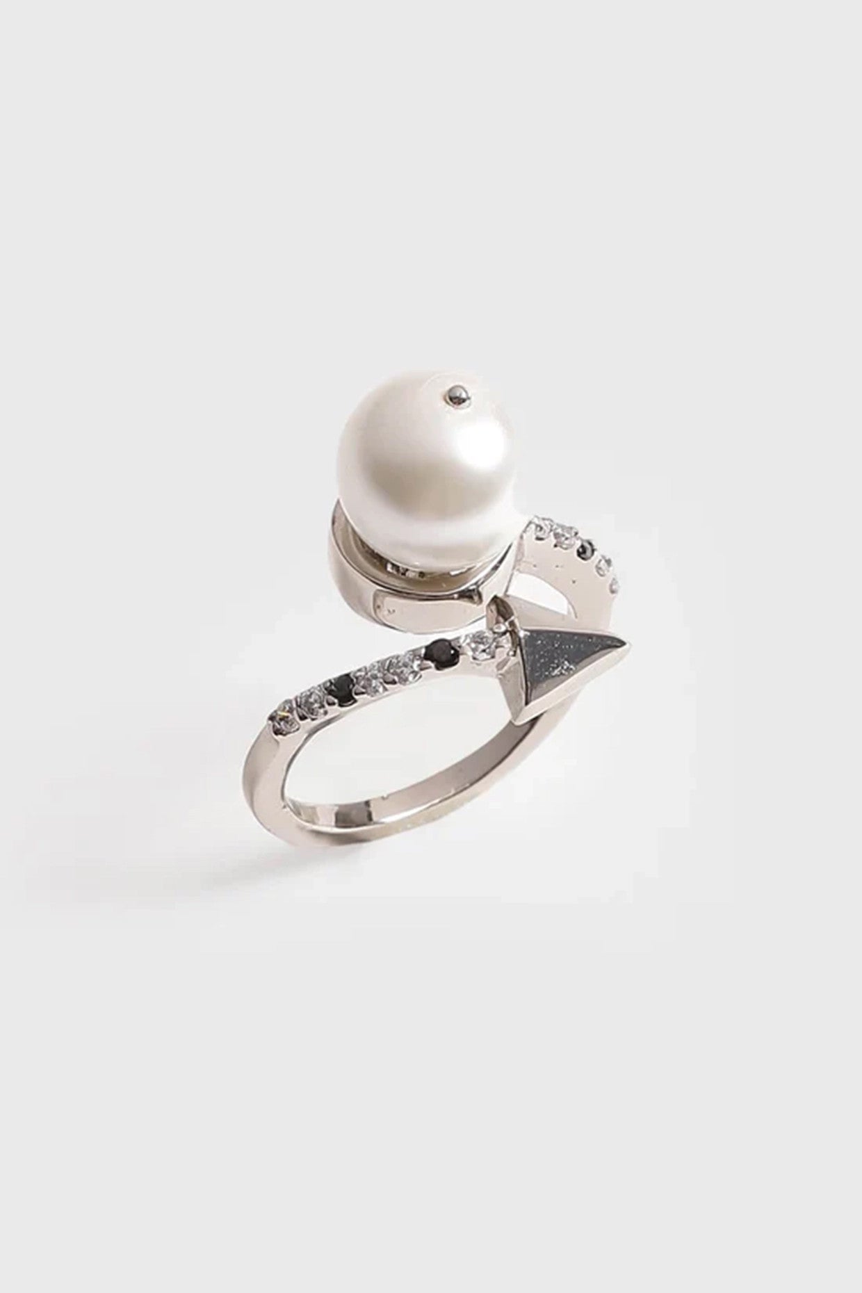 22kt Silver Plated Crystal and Pearl Ring