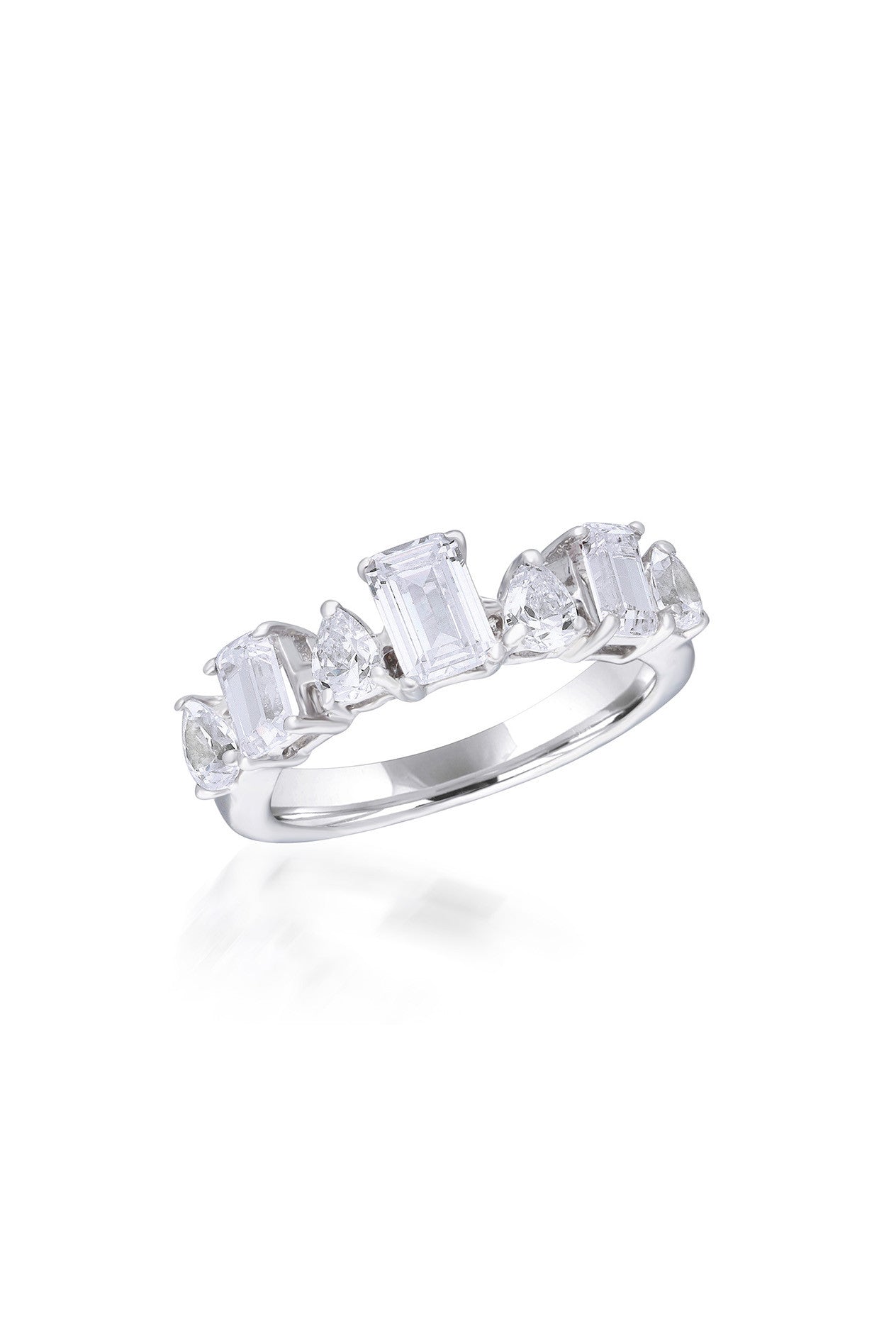 Mix Shaped White Swarovski Zirconia Half Eternity band Ring