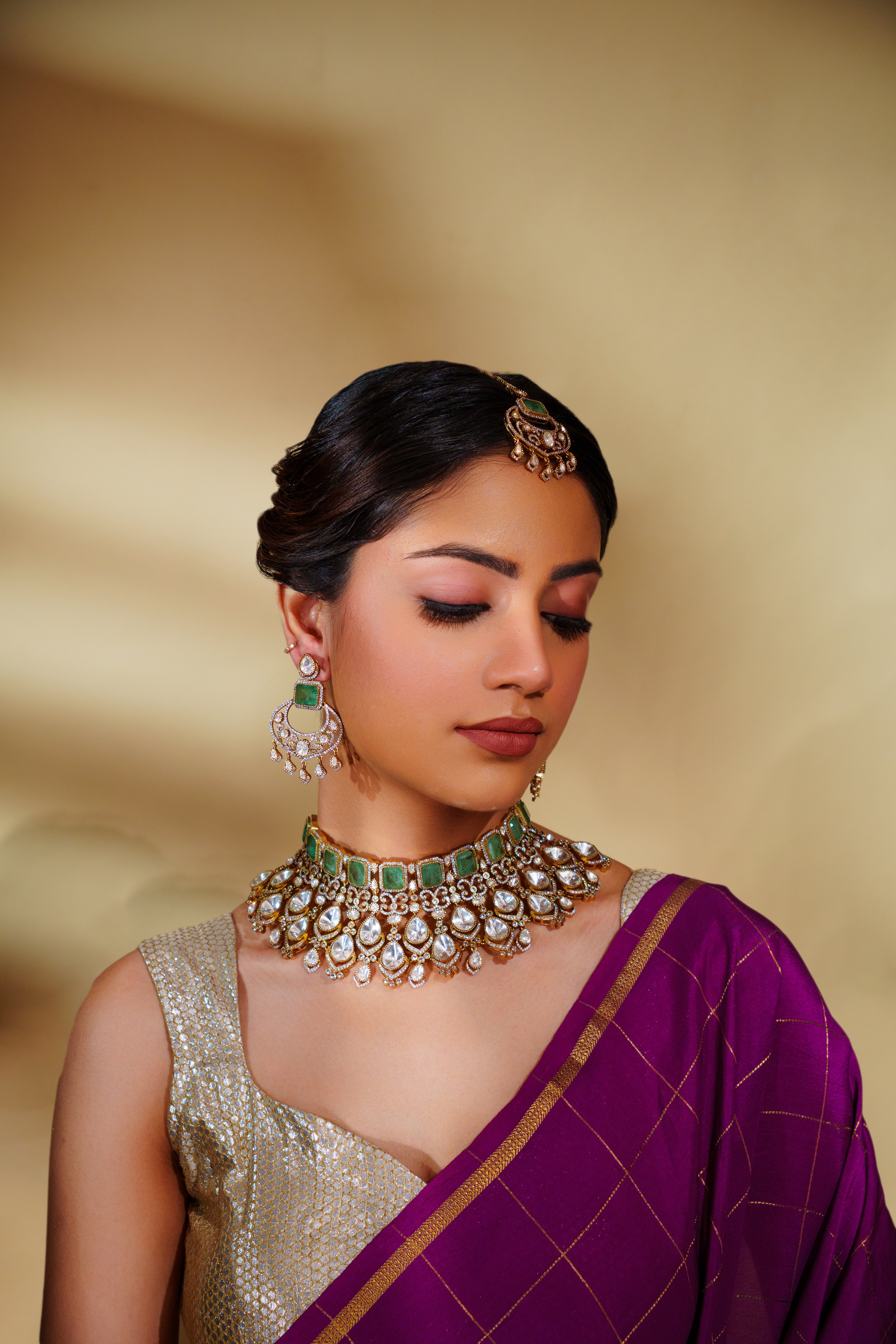 Zubaida Green Kundan Necklace Set