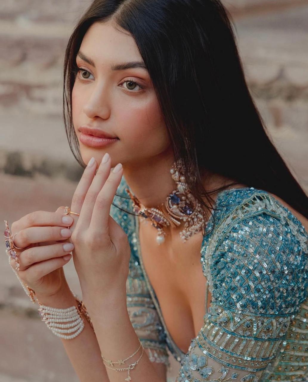 22kt Rose Gold Plated Blue Swarovski Hand Harness