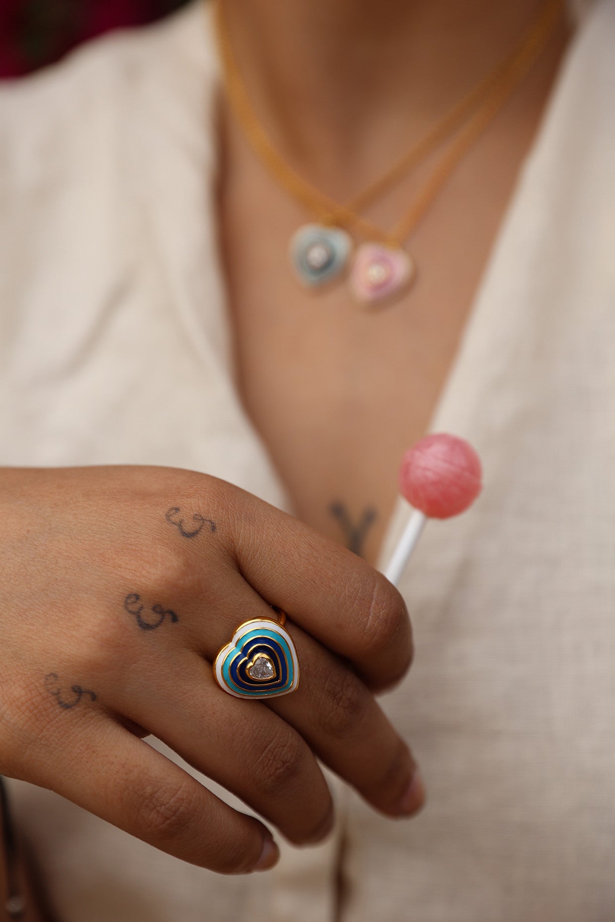 Alessa Blue Pop Heart Ring
