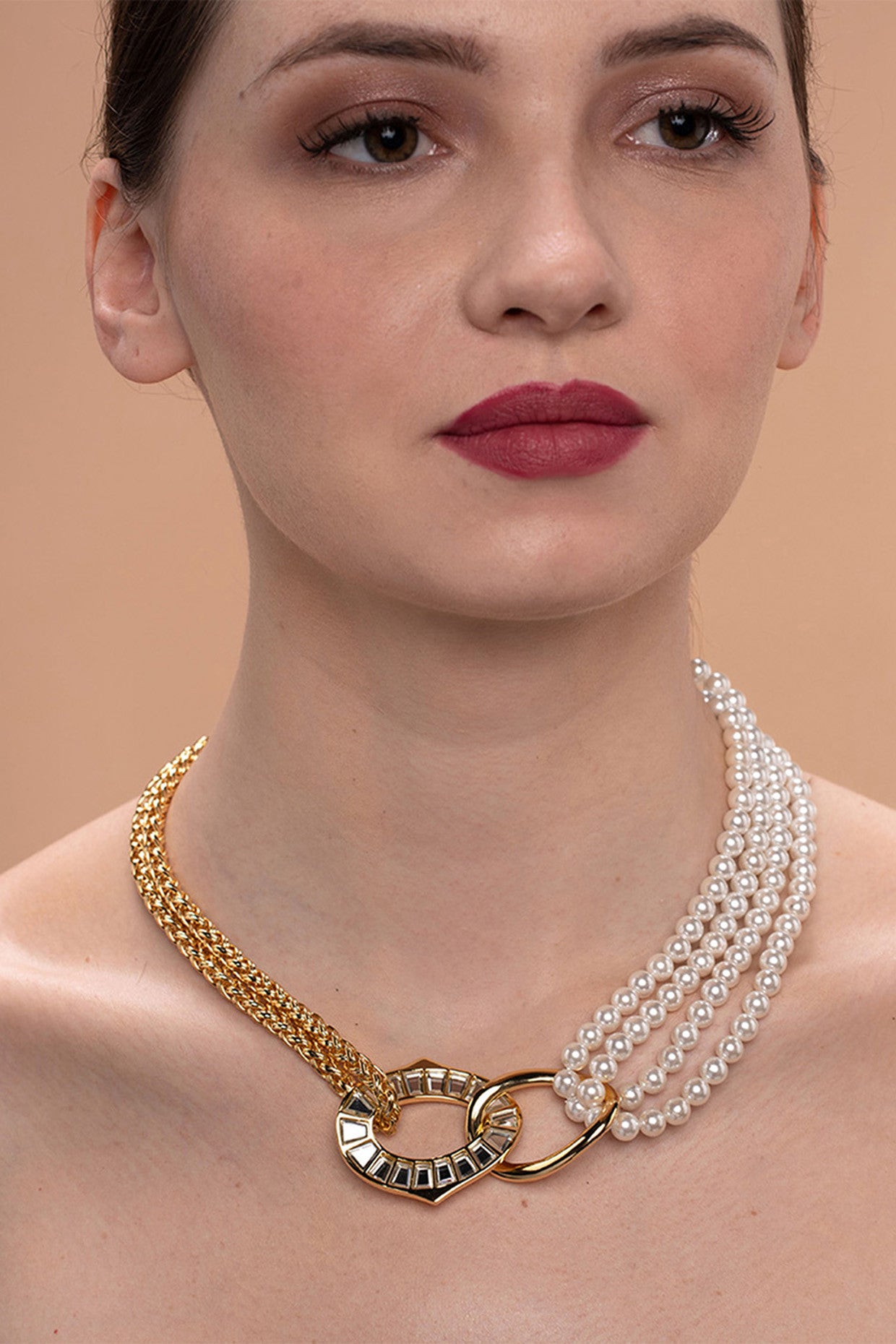 Amara Mirror Pearl Duo Necklace