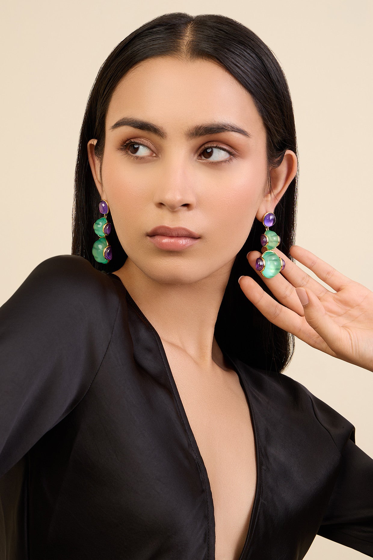 Aqua Amethyst Earrings