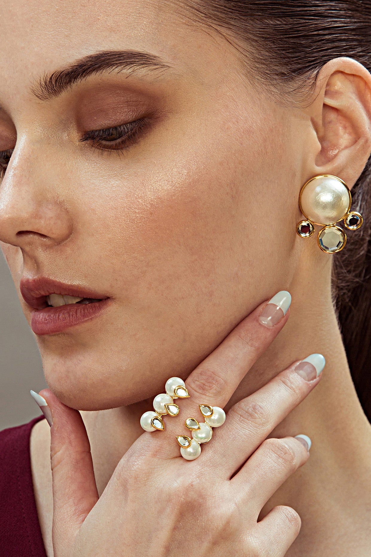 Ayaana Pearl & Surrounded Mirrors Studs