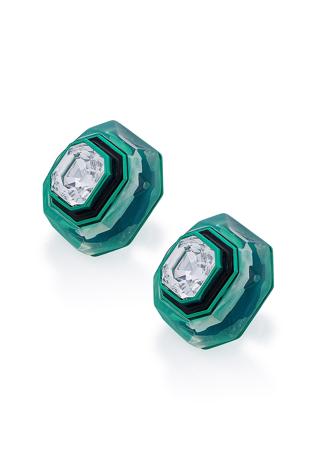 B-dazzle Infinity Cut Green Crystal Studs