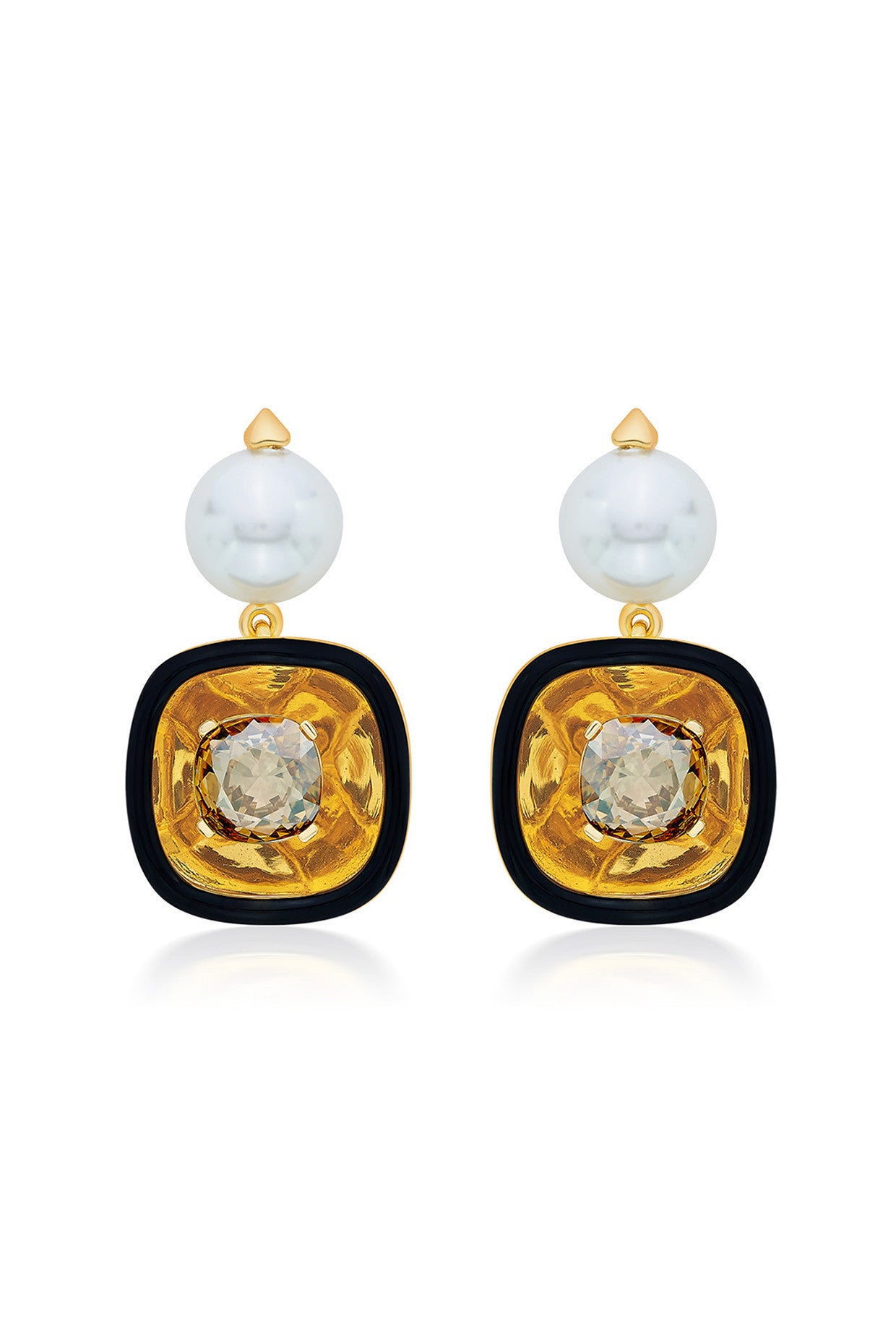 Bling Glory Wrap Crystal & Pearl Earrings
