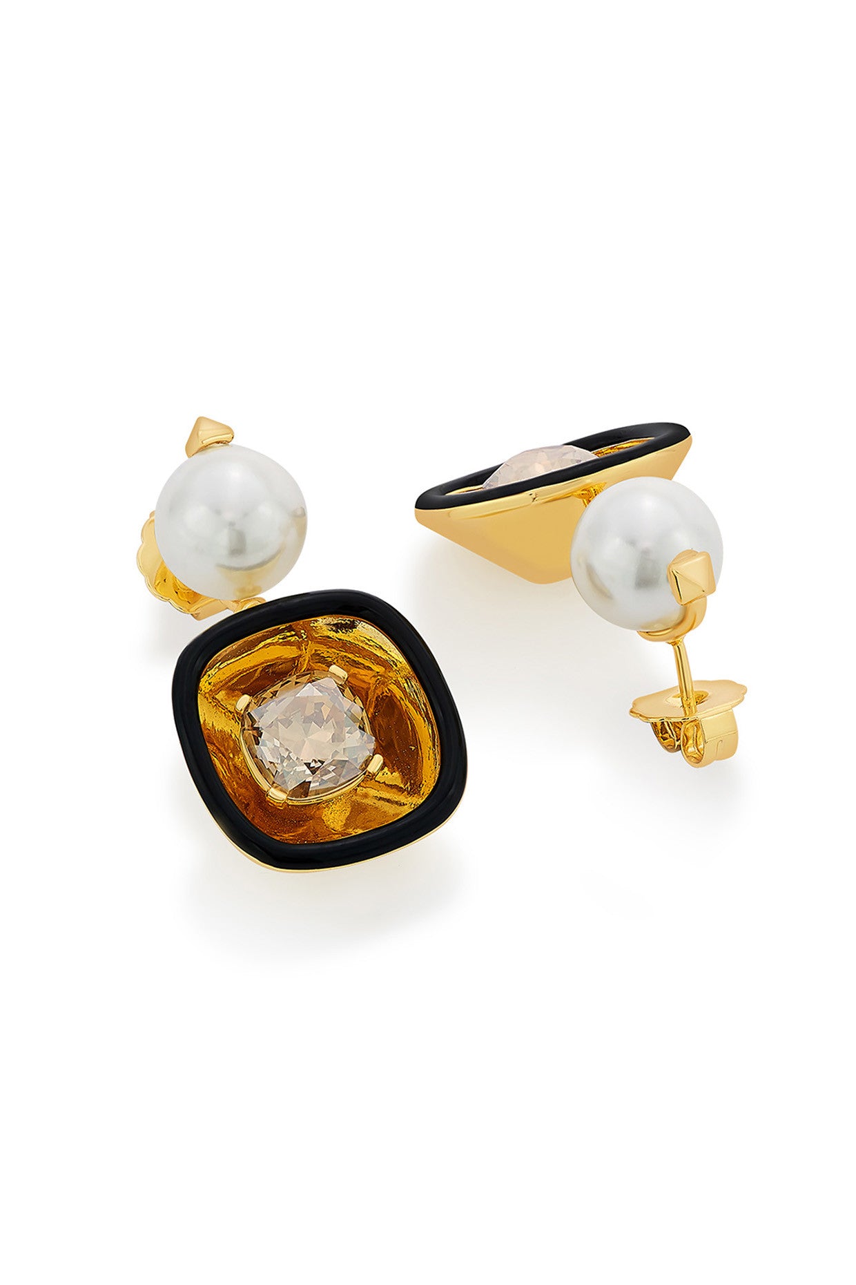 Bling Glory Wrap Crystal & Pearl Earrings