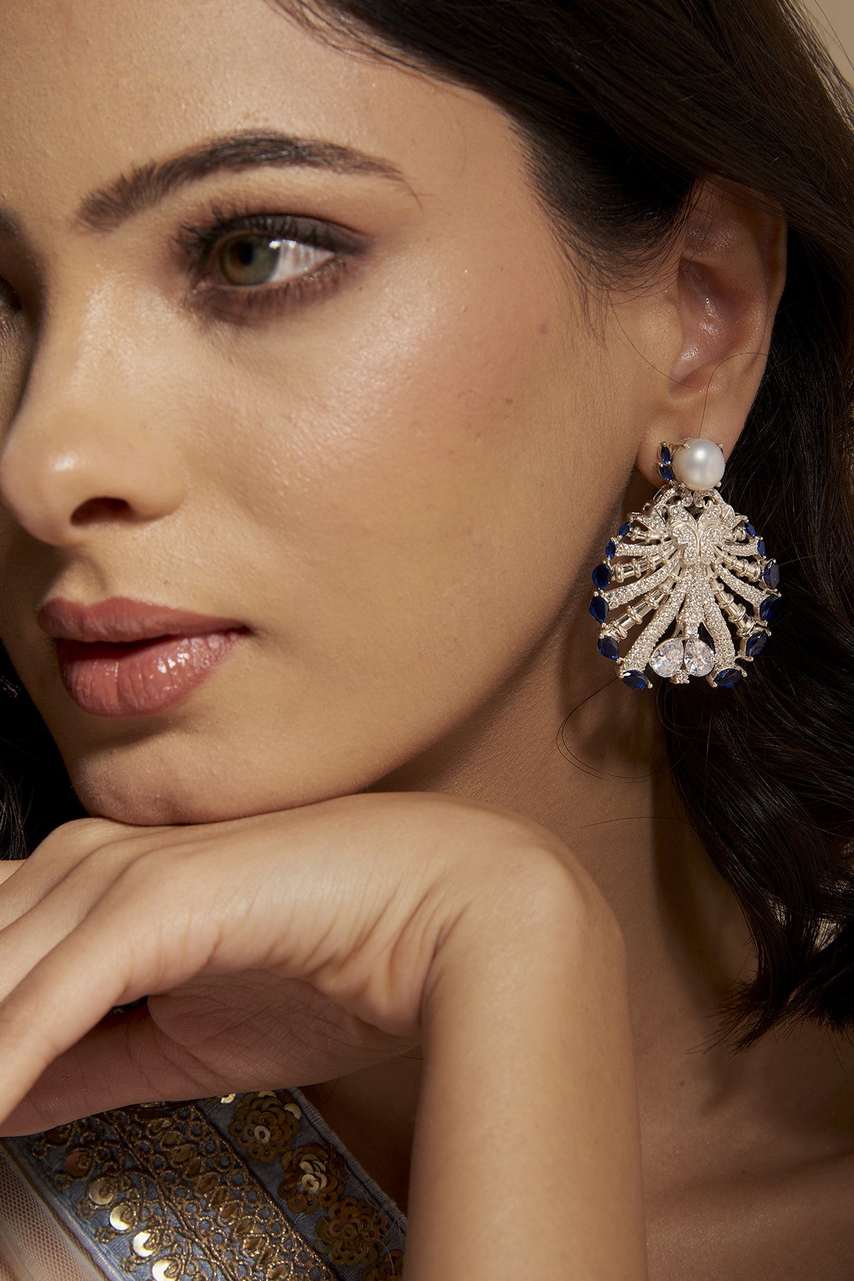 Blue Alexandra Earring in Sterling Silver