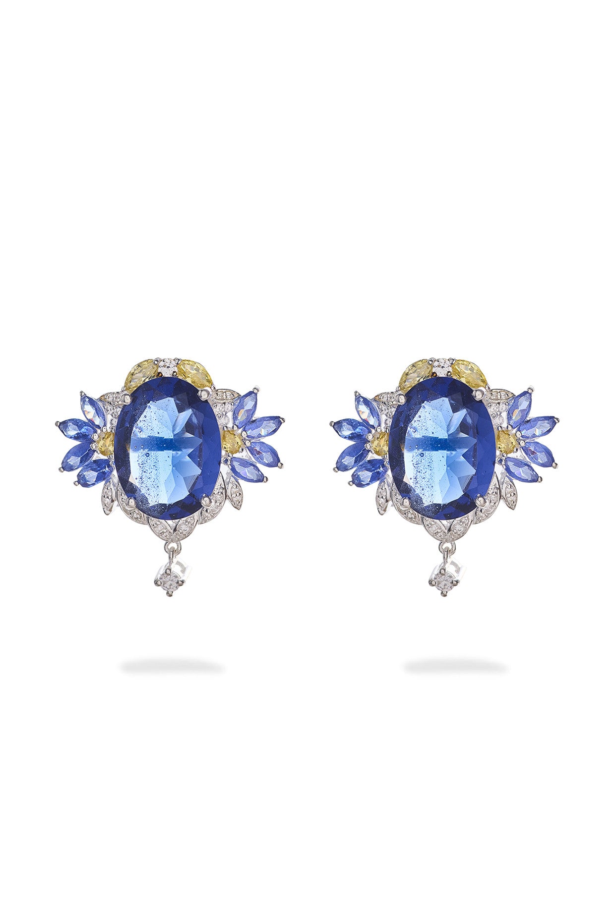 Blue Bonnet Studs Iolites & Citirne in Sterling Silver