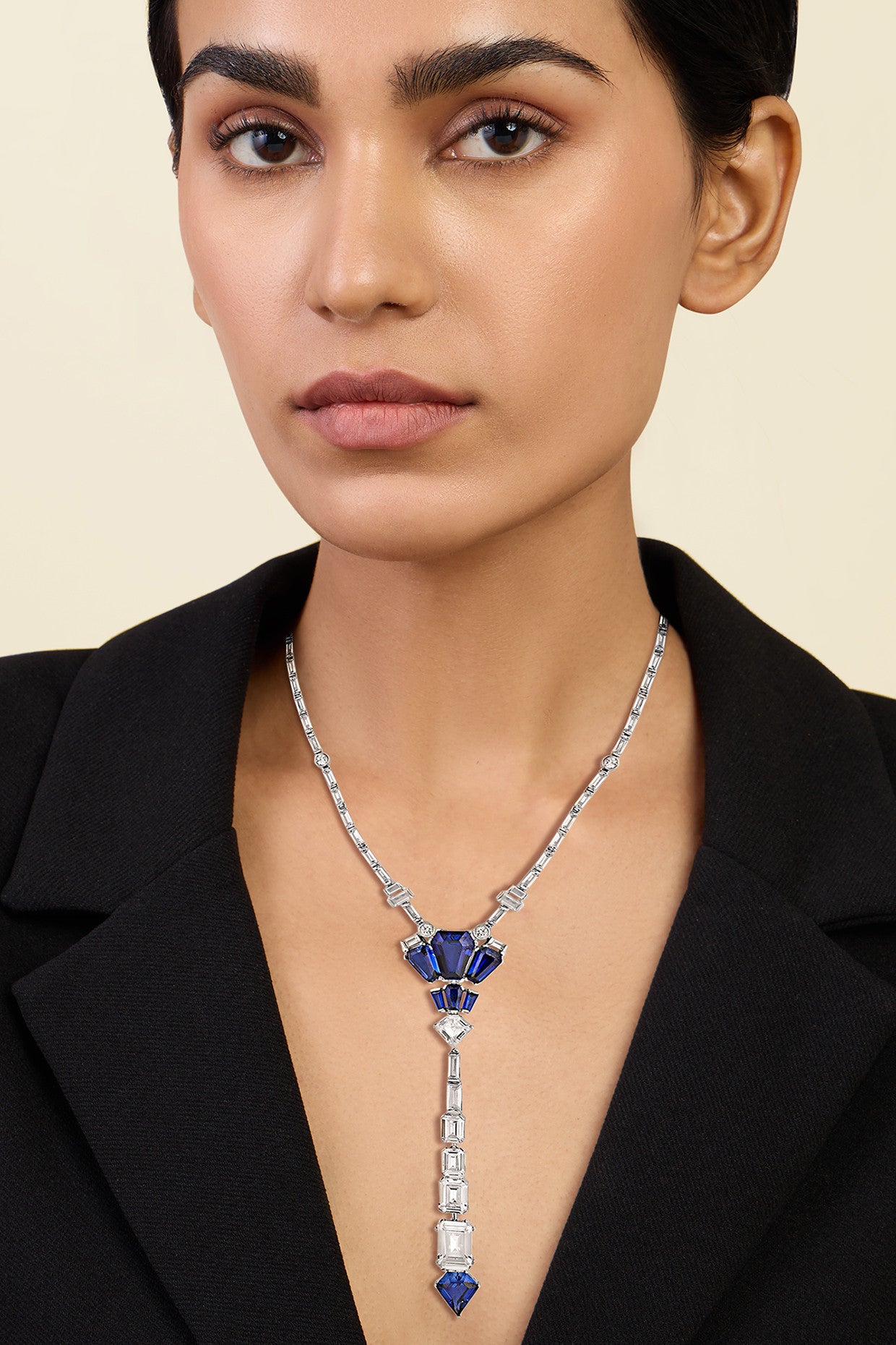 Blue Corumdum Drop Lariat