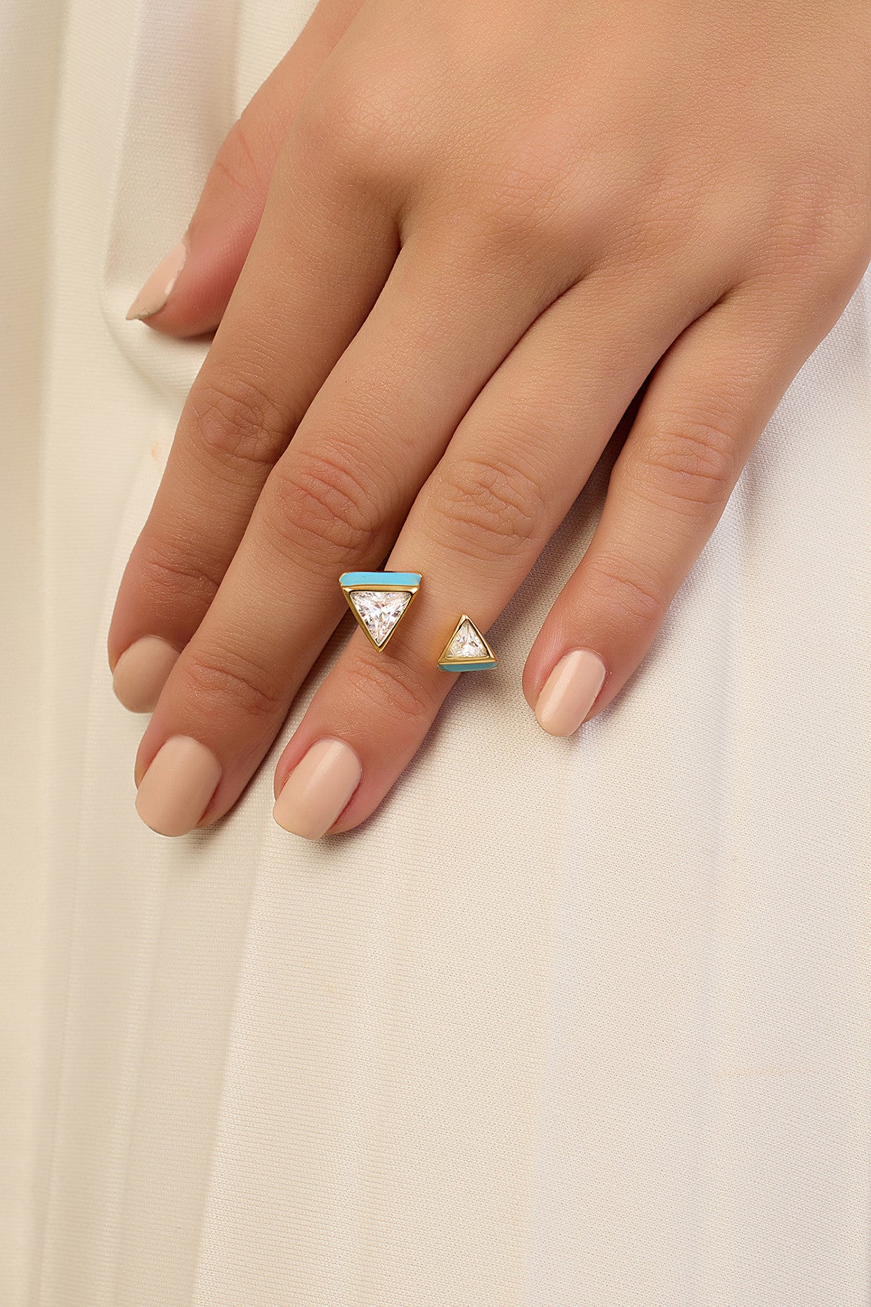 Blue Triangles Ring