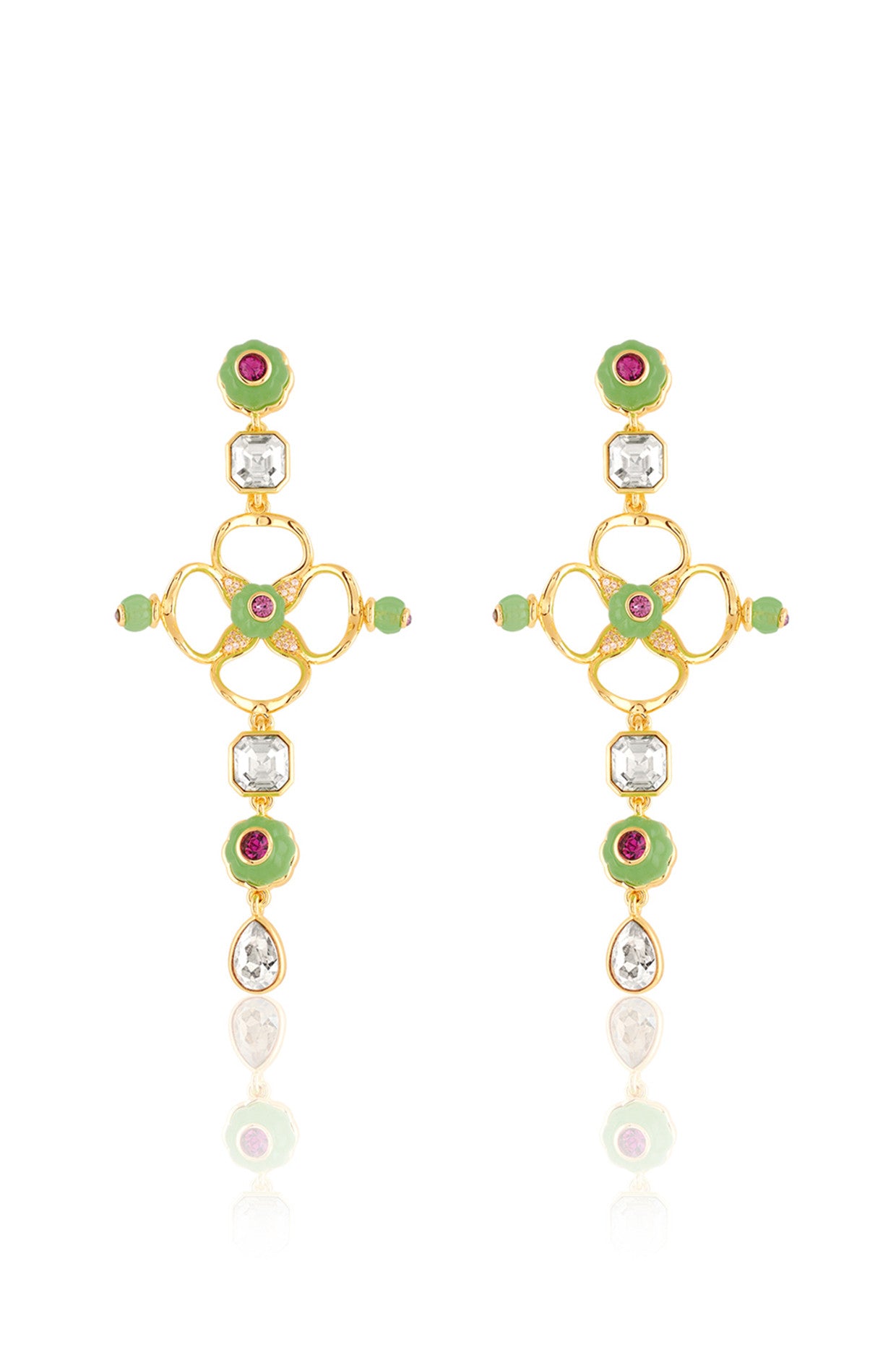 Botanic Brilliance Dangler Earrings 18Kt Gold Plated