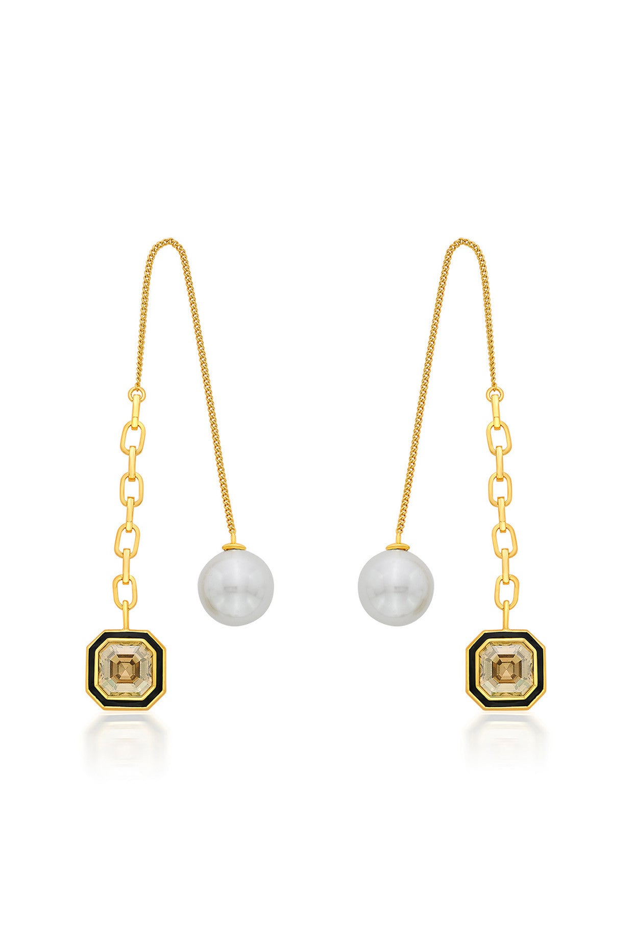 Bougie Crystal & Pearl Threader Earrings