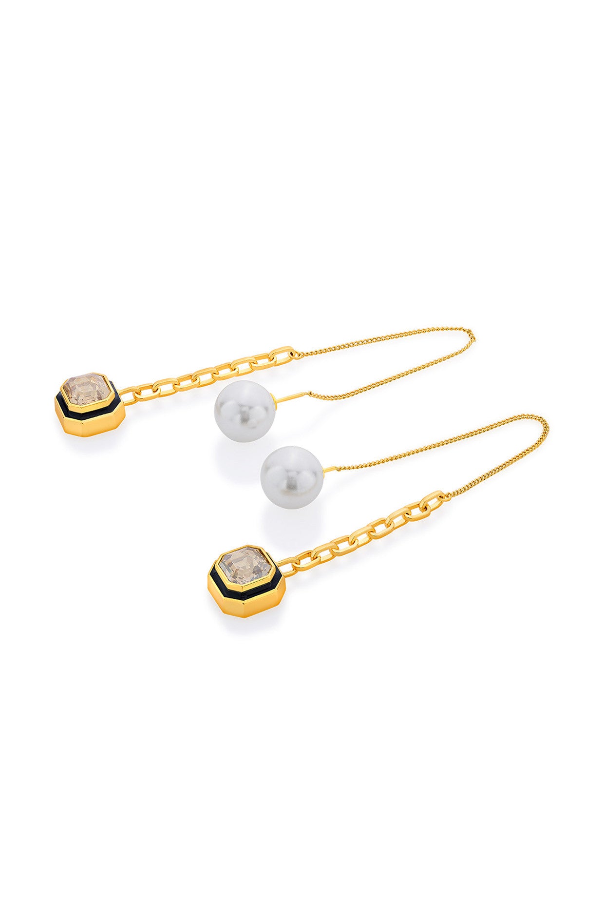 Bougie Crystal & Pearl Threader Earrings