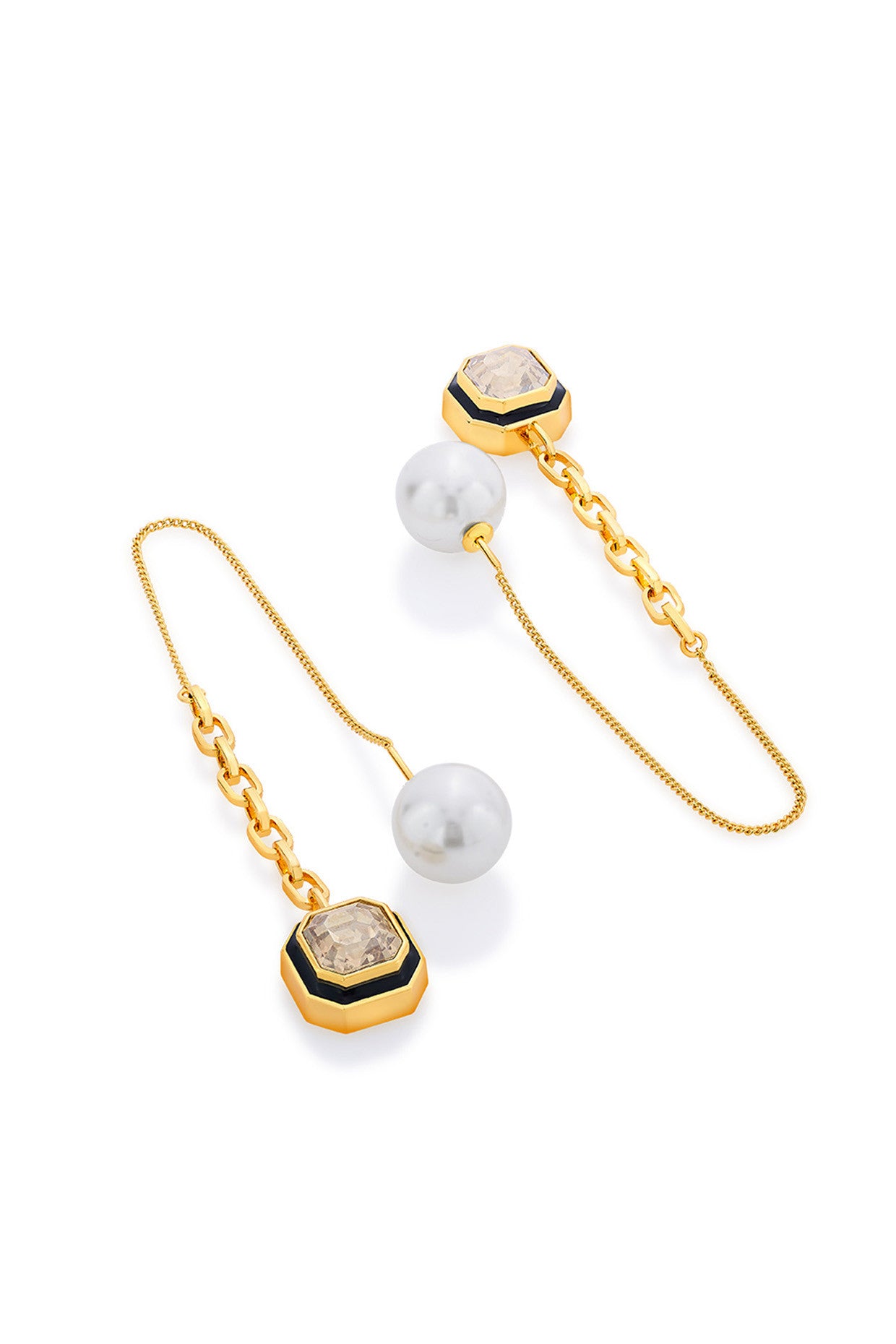 Bougie Crystal & Pearl Threader Earrings