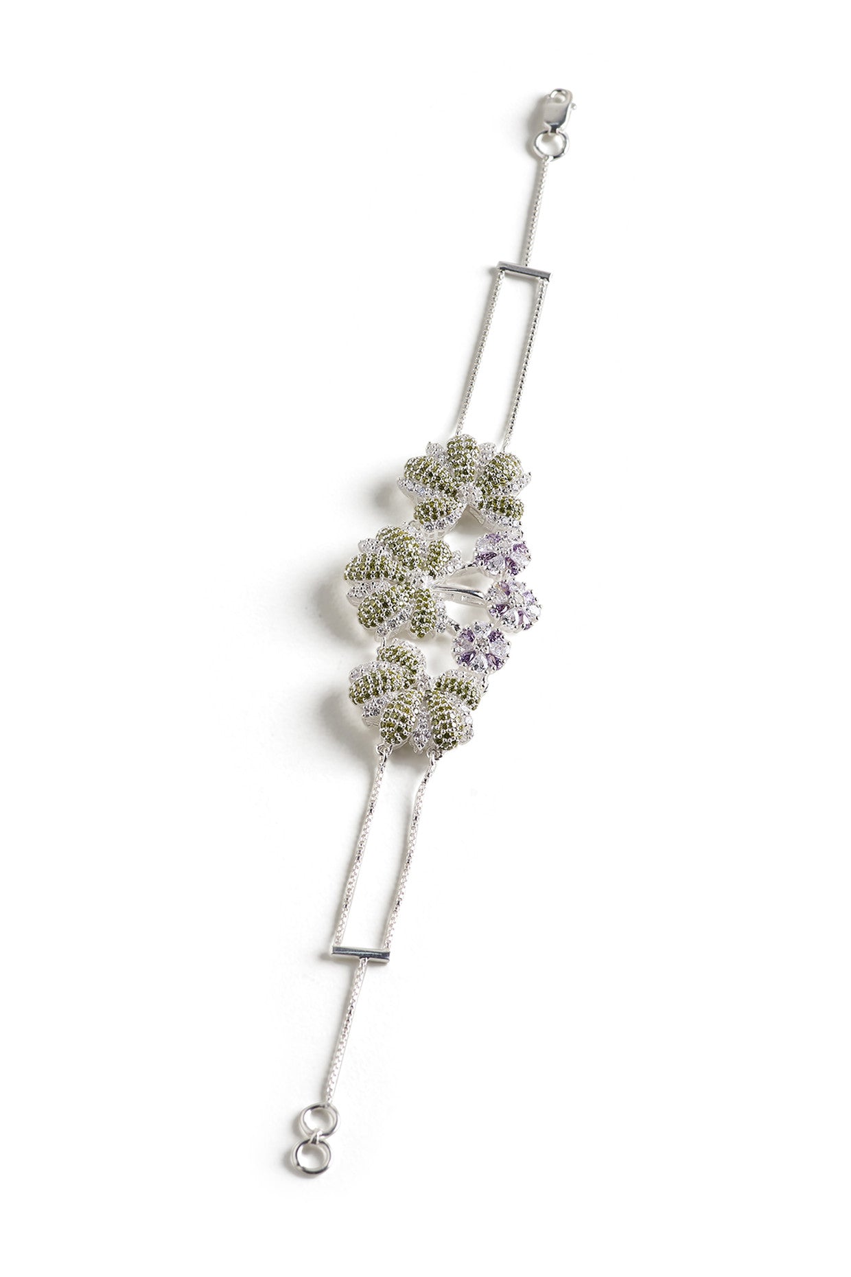 Calico Aster Bracelet Amethyst & Green Quartz in Sterling Silver