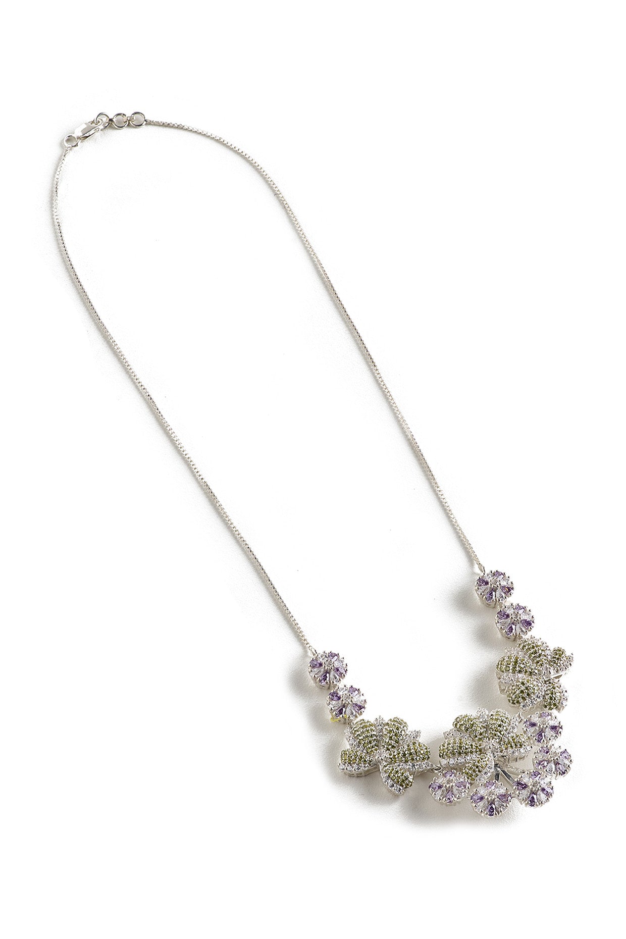 Calico Aster Earrings Amethyst & Green Quartz in Sterling Silver