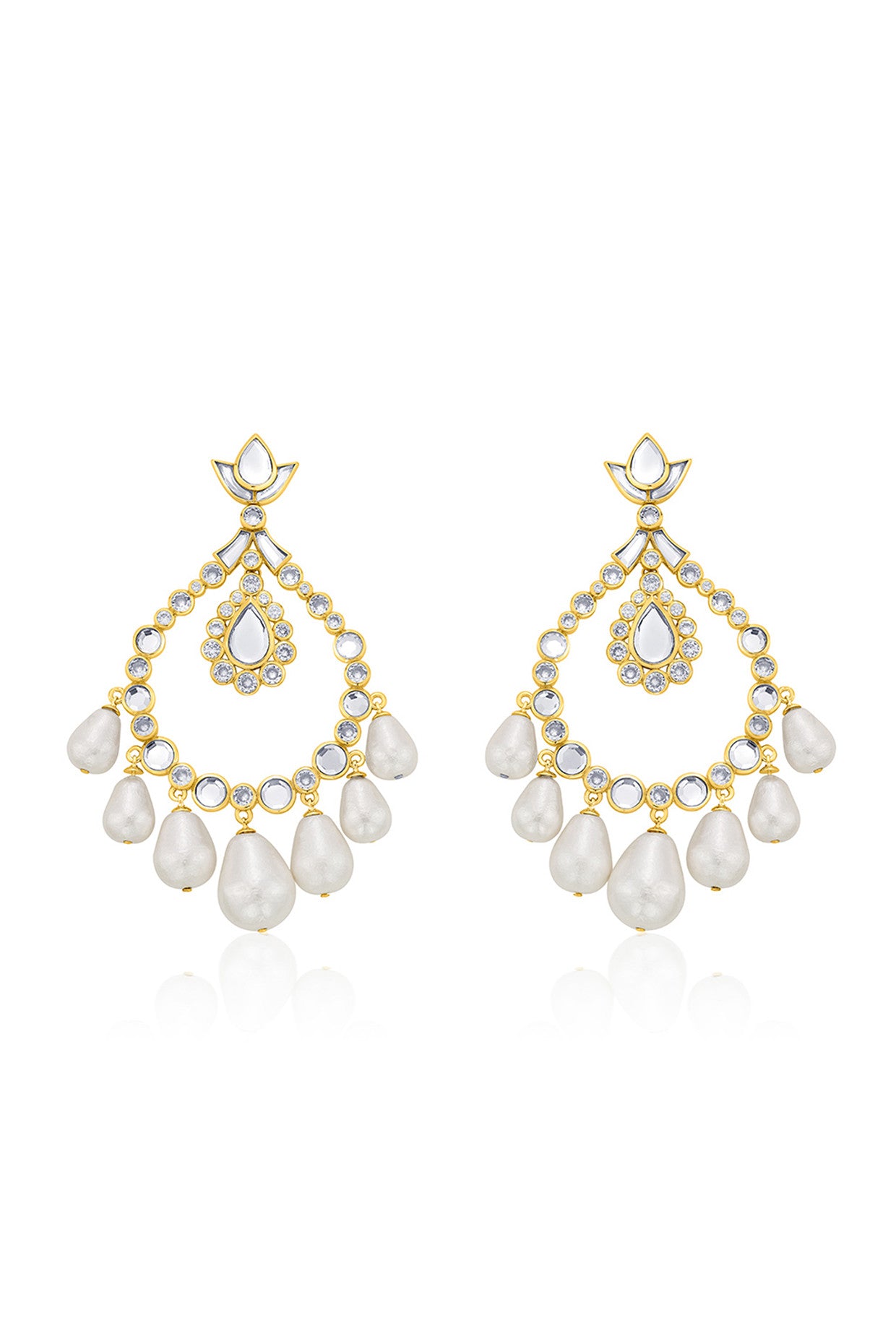 Elongated Crystal Pearl Earrings