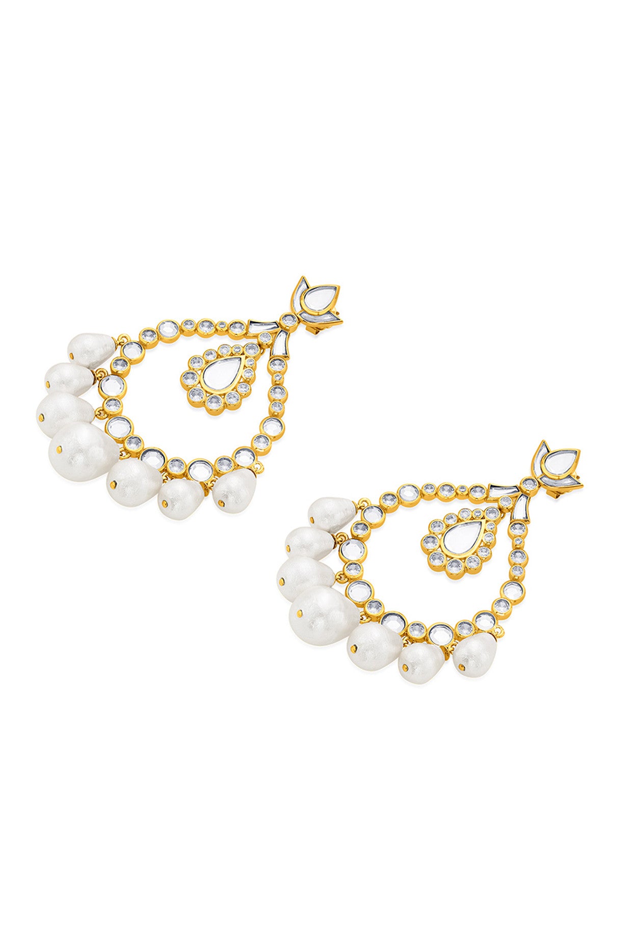 Elongated Crystal Pearl Earrings