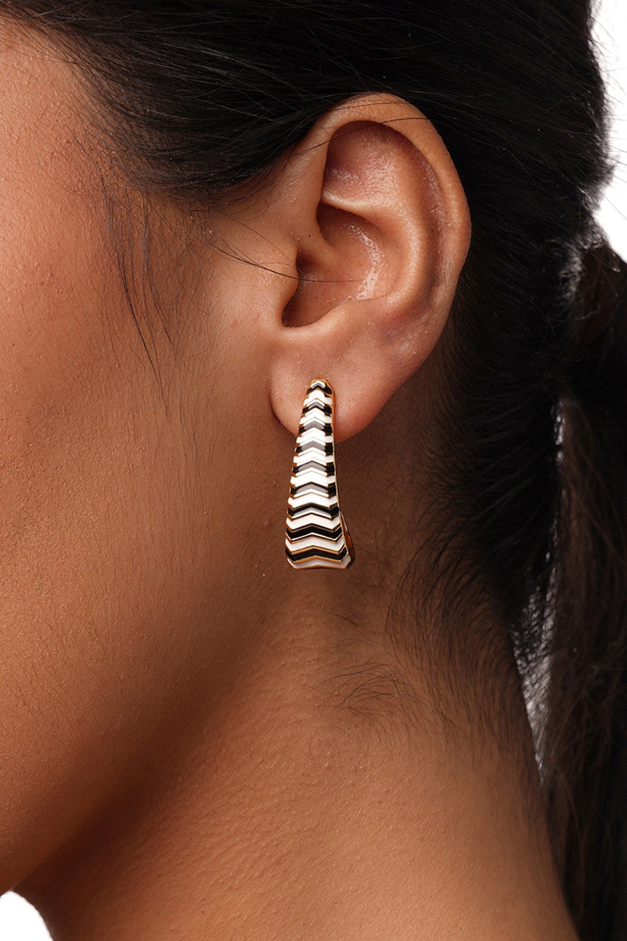 Chevron Oblong Enamel Hoops