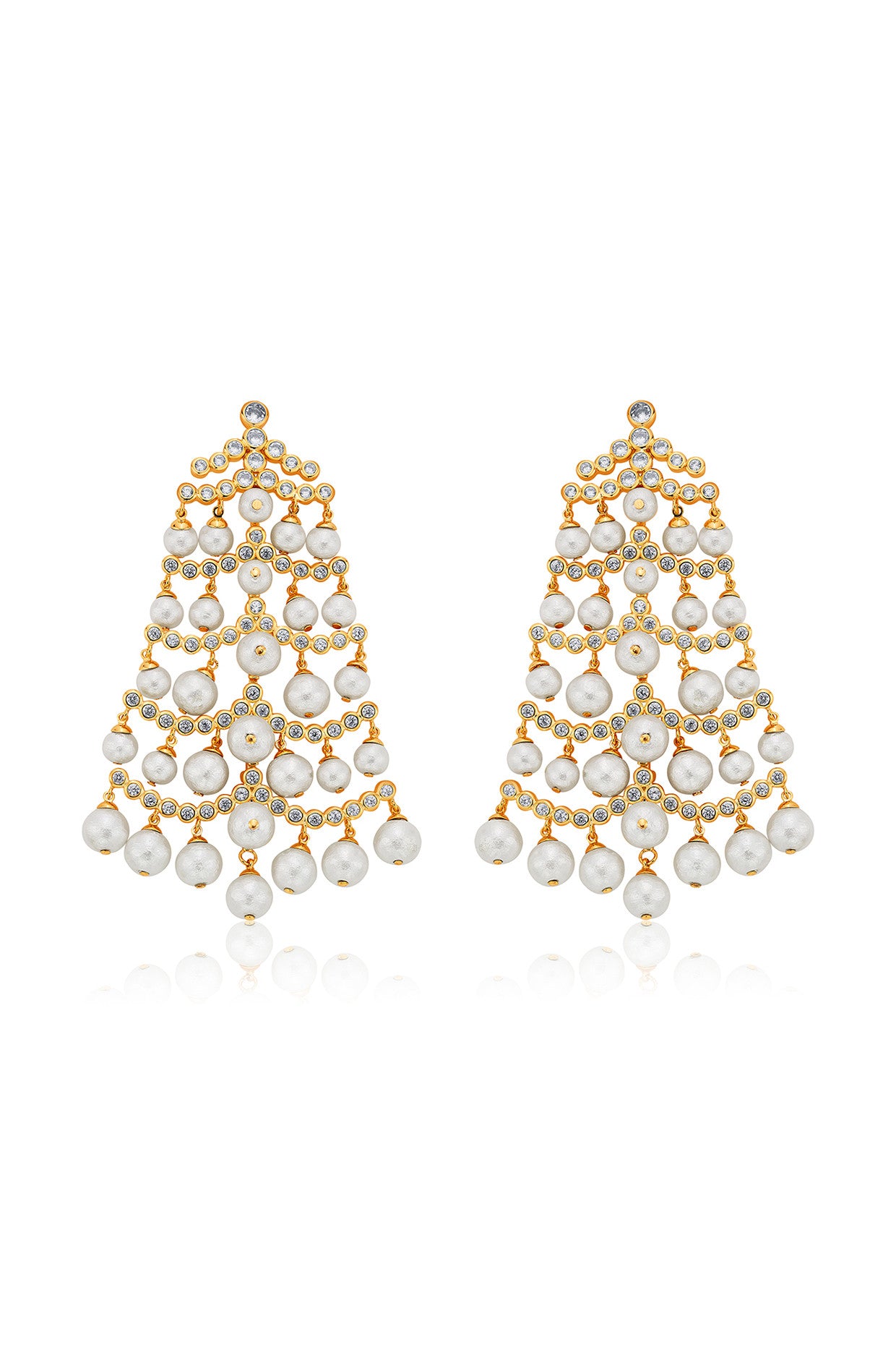 Pearl Crystal Waterfall Earrings
