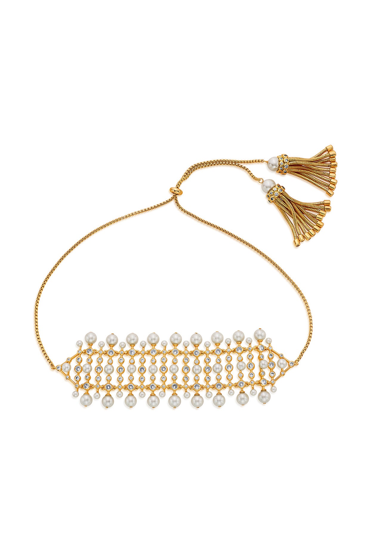 Crystal Pearl Tassel Choker