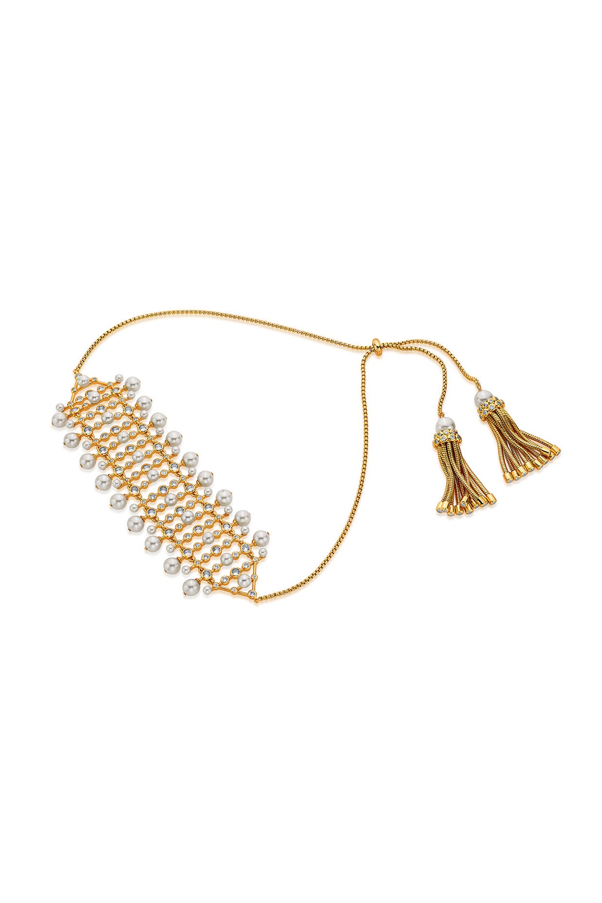 Crystal Pearl Tassel Choker