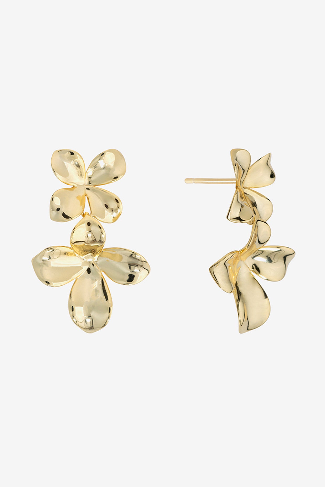 Double Flower Drop Earrings