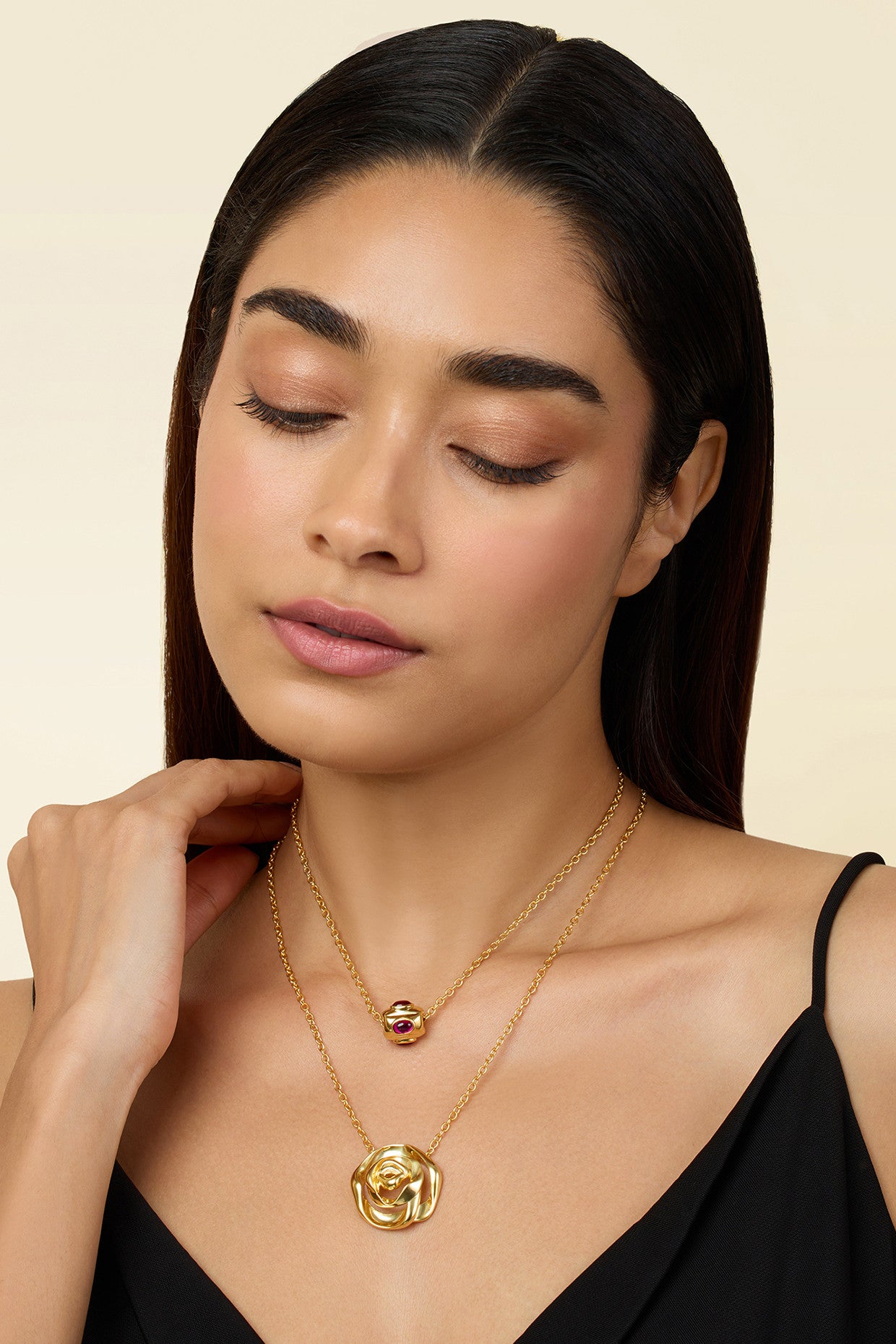 Double Rose Layered Necklace