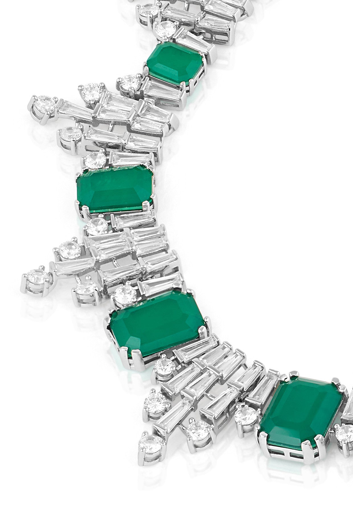 Doublet Dark Emerald Bib Necklace