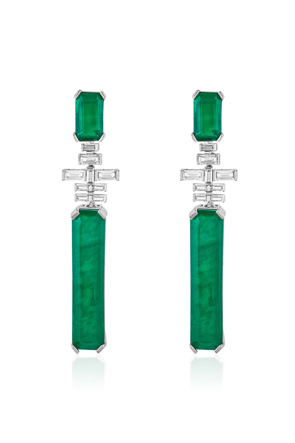 Doublet Dark Emerald Dangler Earrings