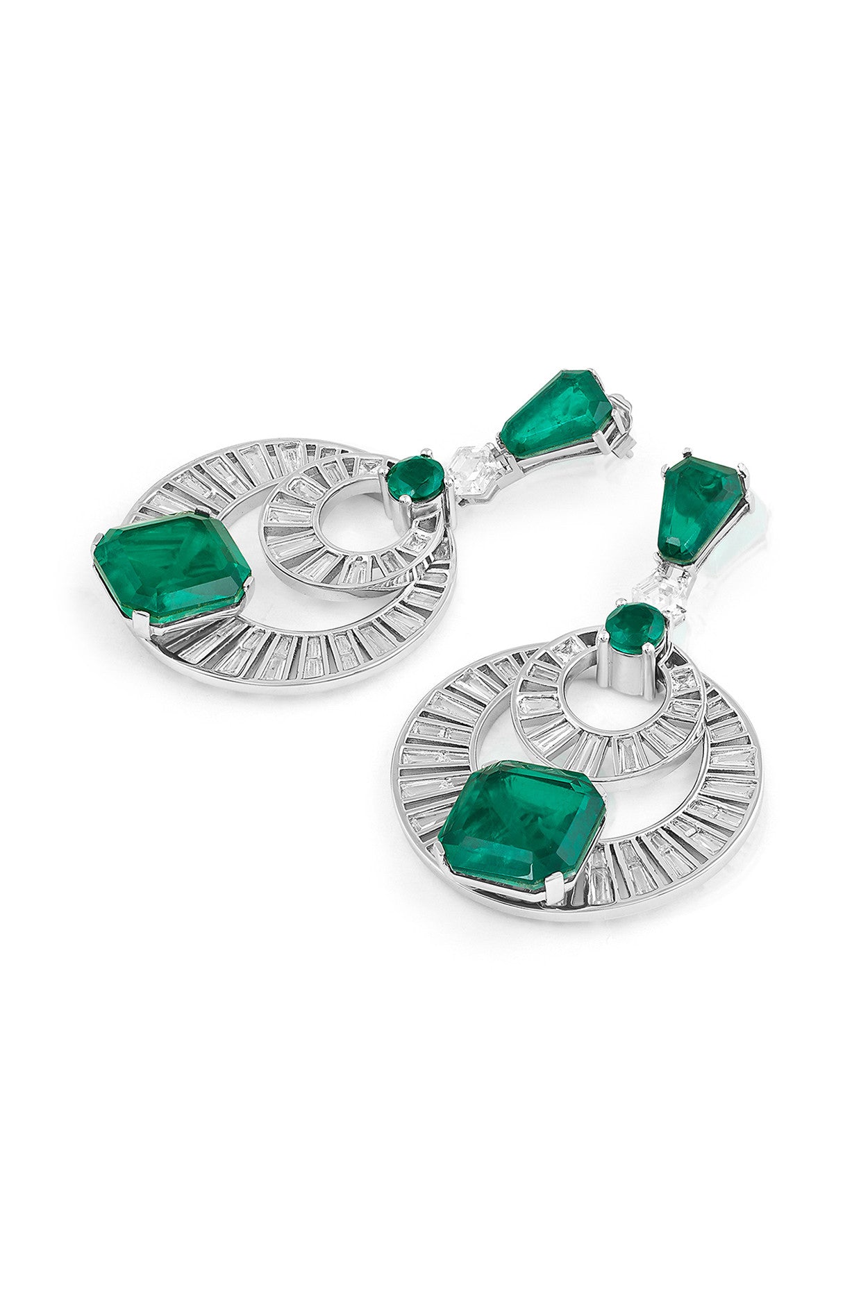 Doublet Emerald Moon Bali Earrings