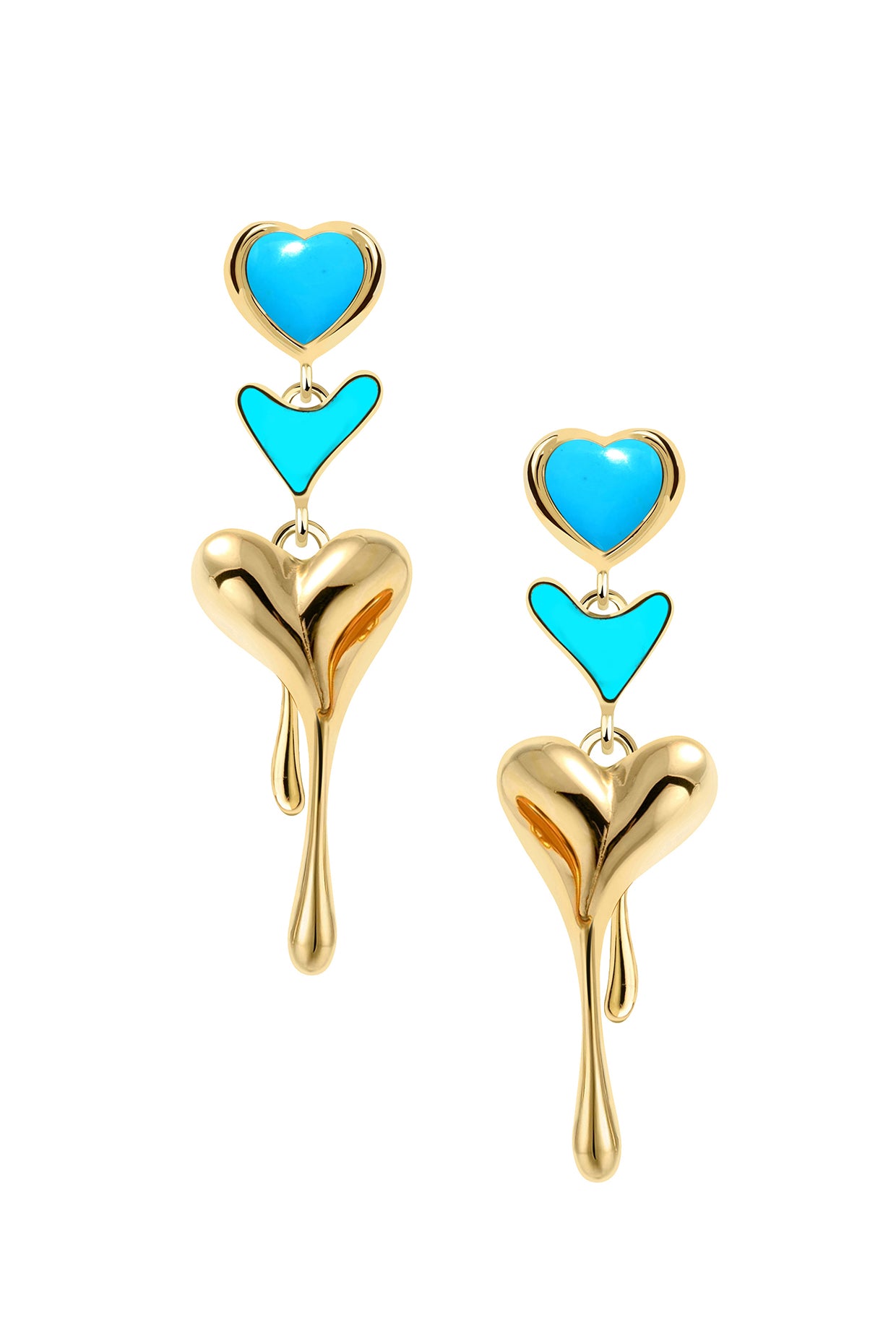 18Kt Gold Plated Turquoise All Heart Drop Earrings