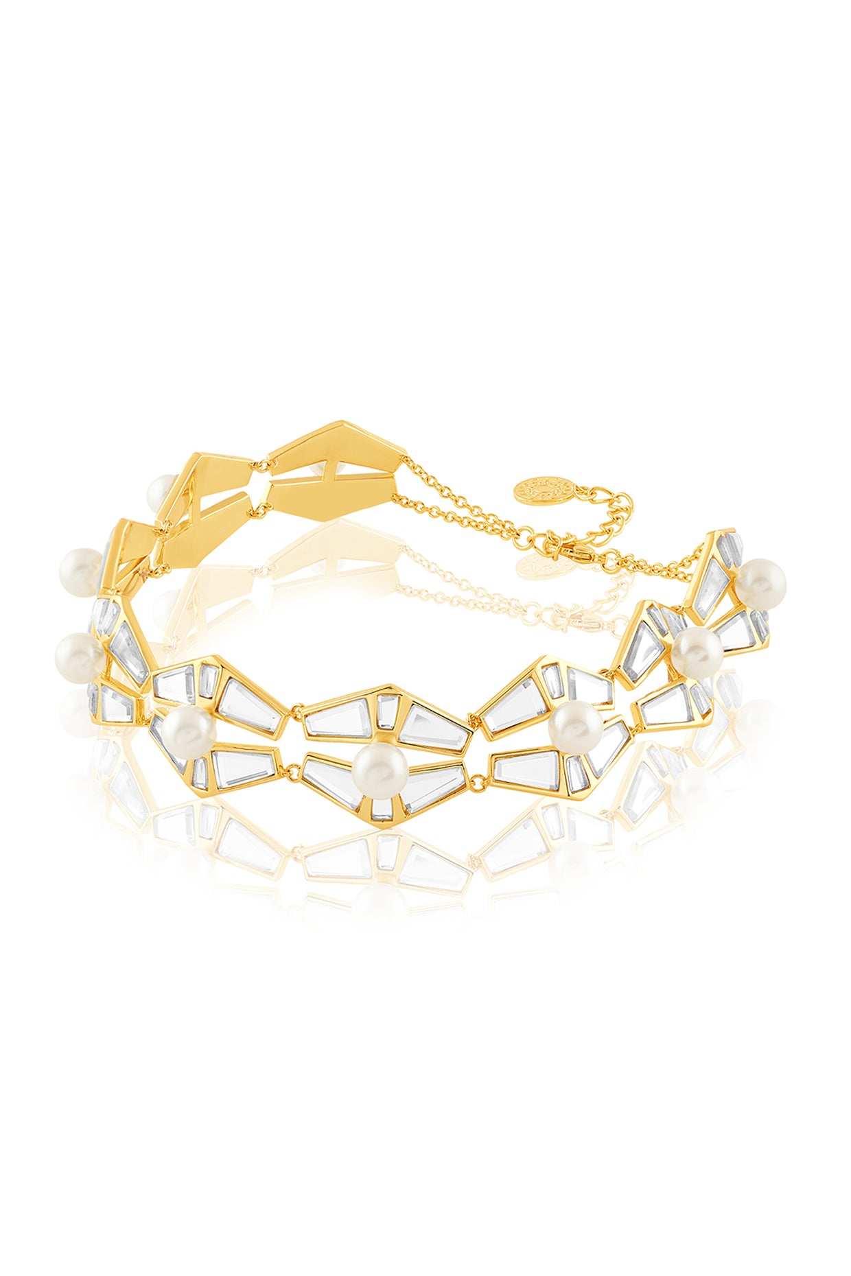 Angel Dust Mirror & Pearl Choker 18Kt Gold Plated