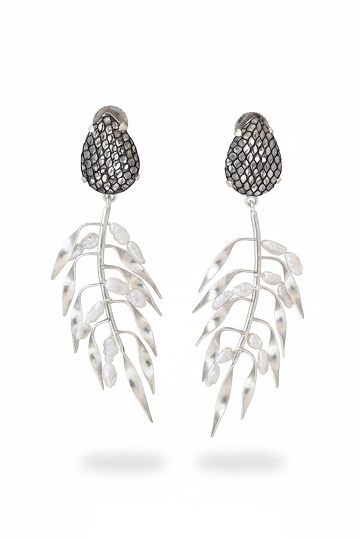 Silver Shortgrass Statement Earrings