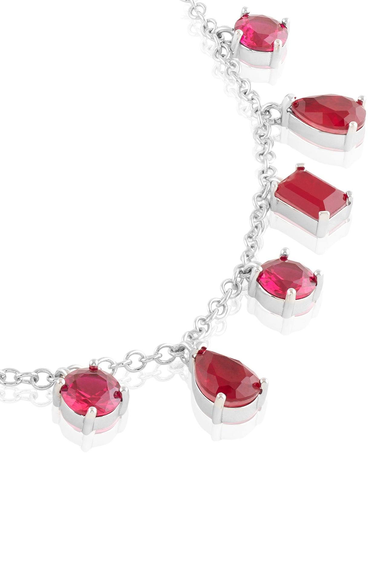 Eterna Fiery Charm Choker In Rhodium Plating