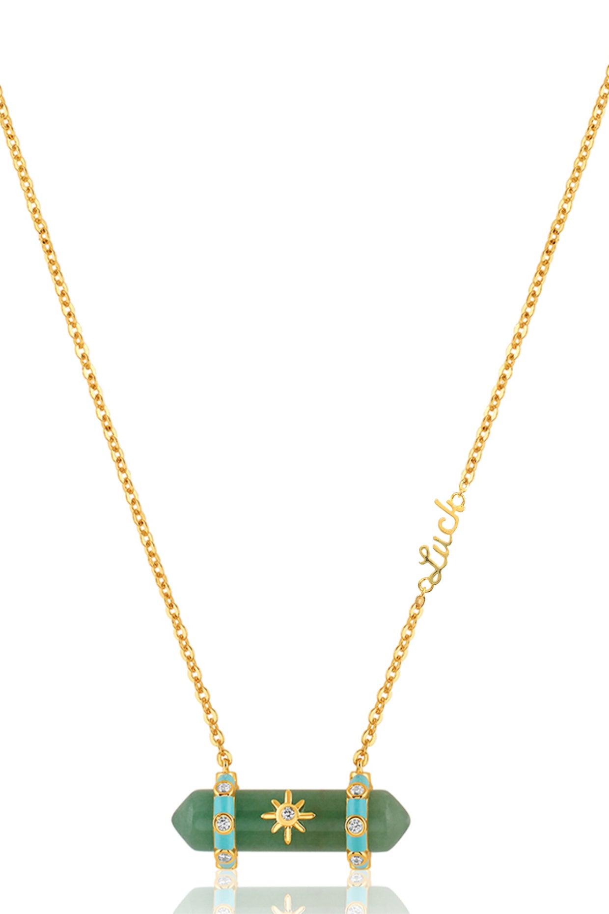 Green Aventurine Pendant Necklace In 18kt Gold Plated