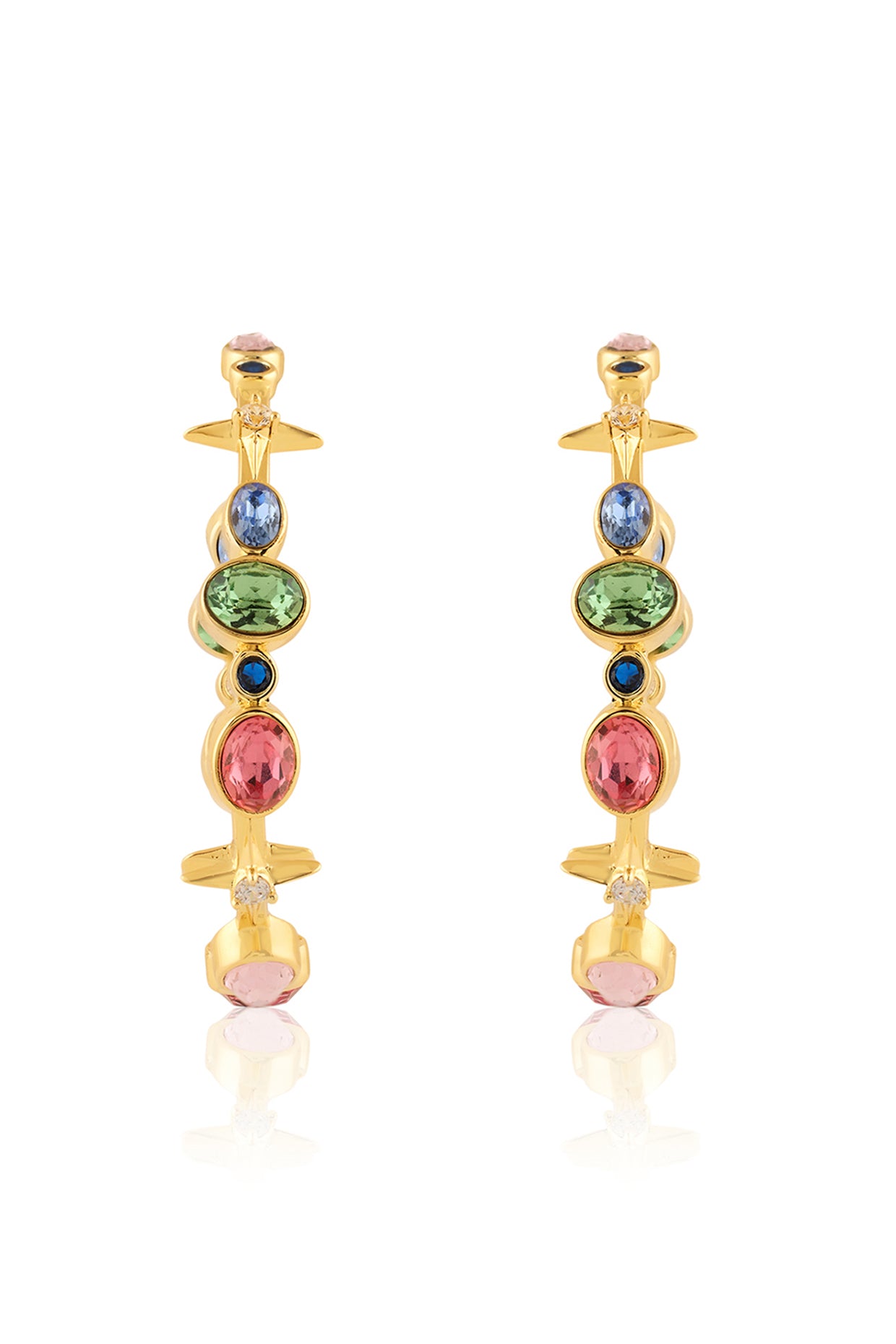 Sunera's Lil Gem Drop Hoops In 18Kt Gold Plated