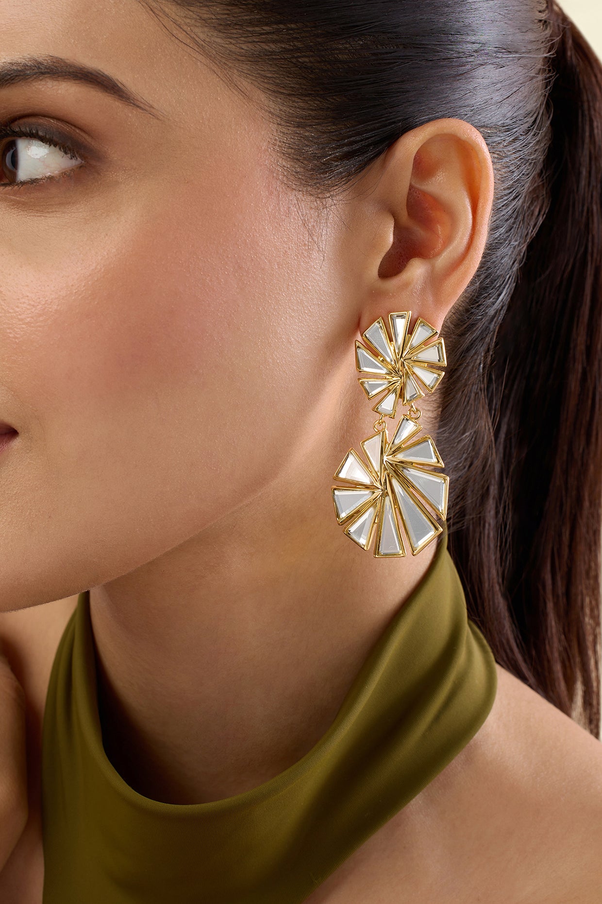 Demi Goddess Shattered Mirror No. 8 Earrings 18Kt Gold Plated