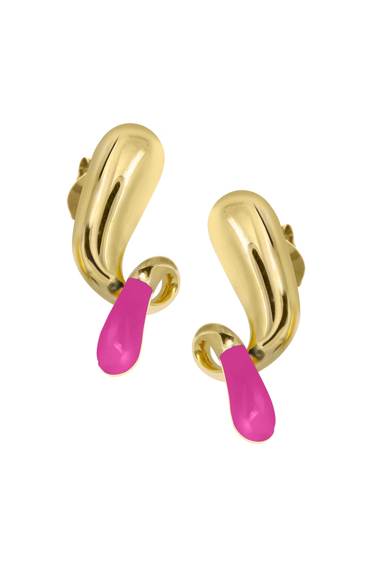 18Kt Gold Plated Hot Pink Pebble Pop Drop Earrings