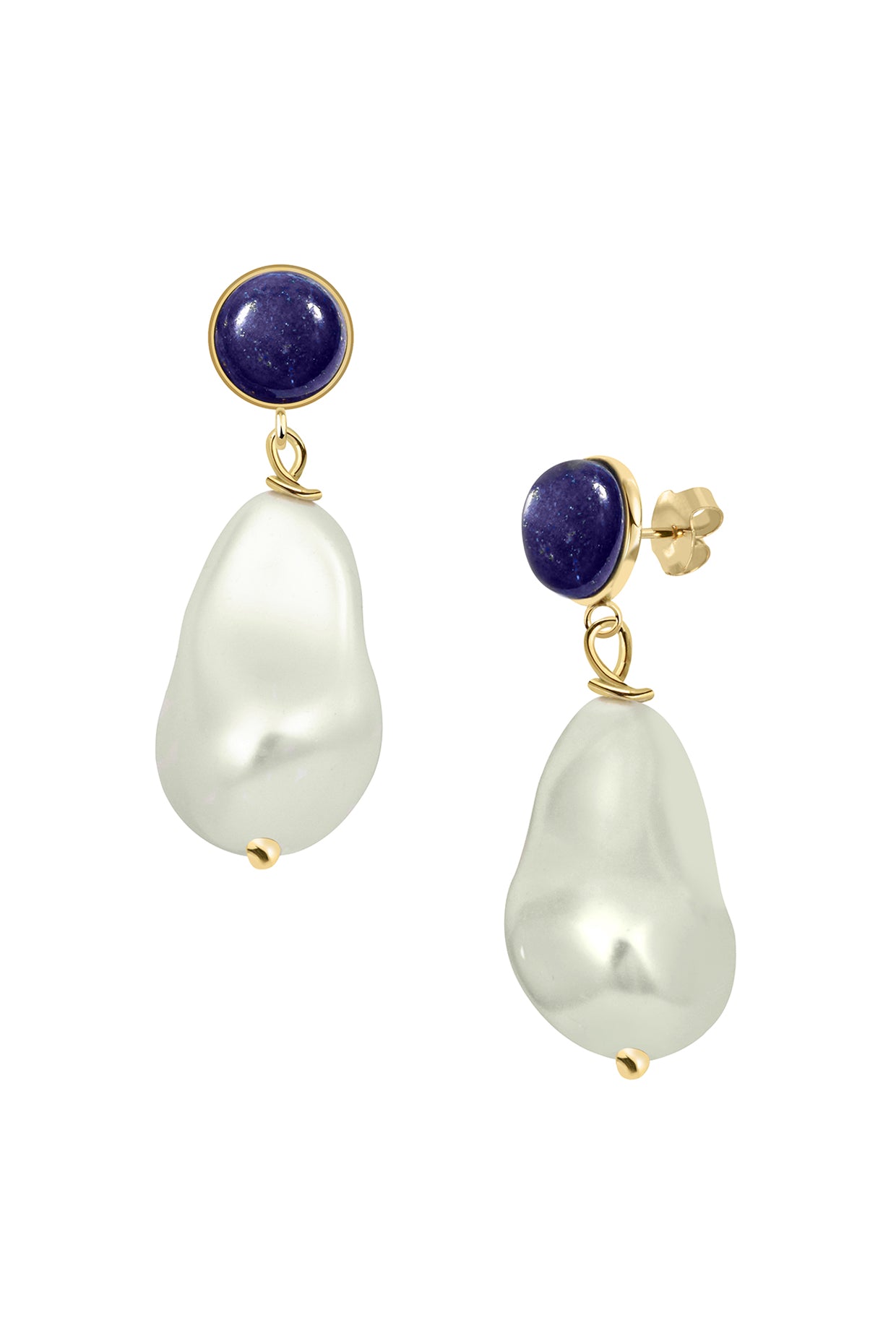 18Kt Gold Plated Baroque Pearl Drop (Lapis)