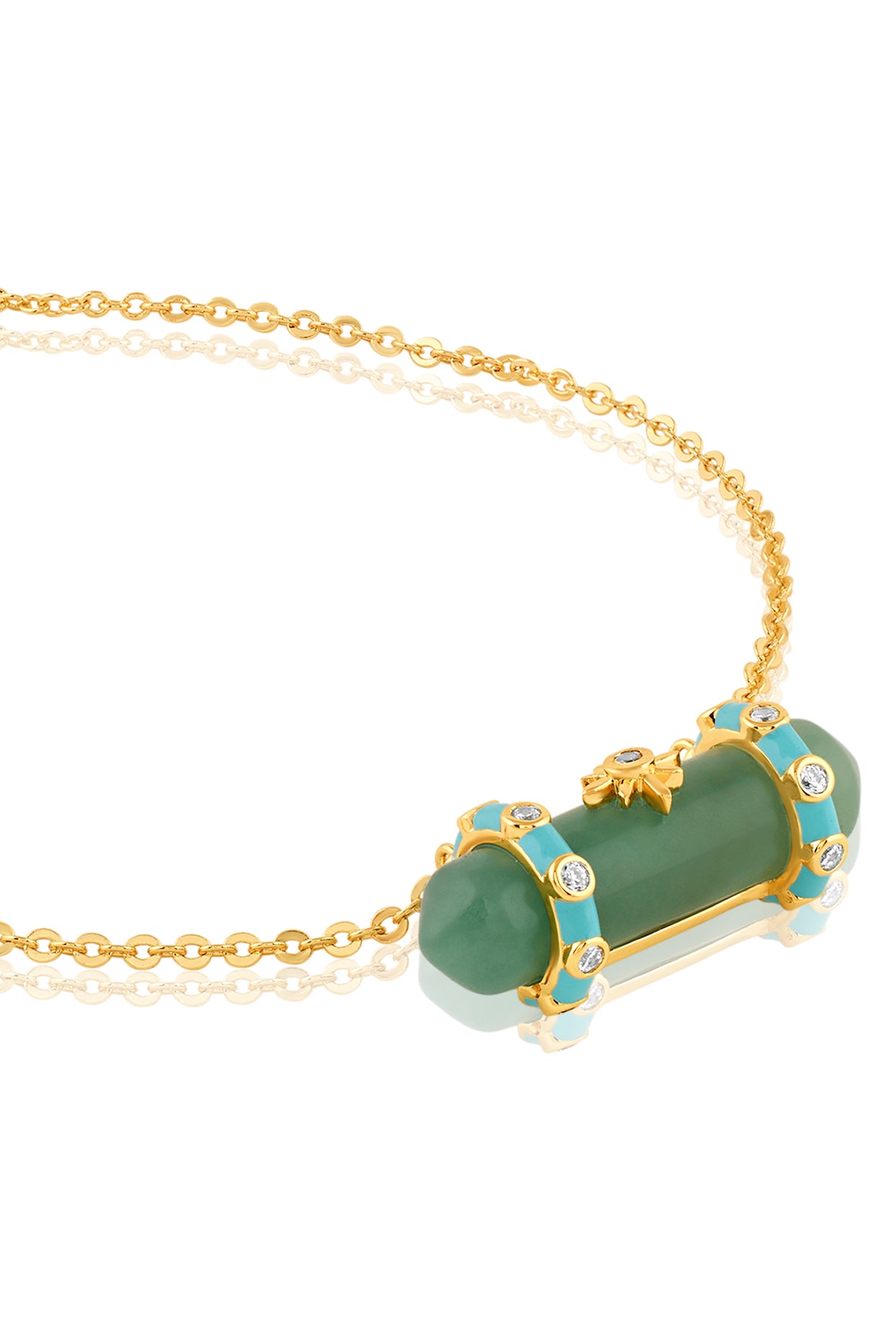 Green Aventurine Pendant Necklace In 18kt Gold Plated