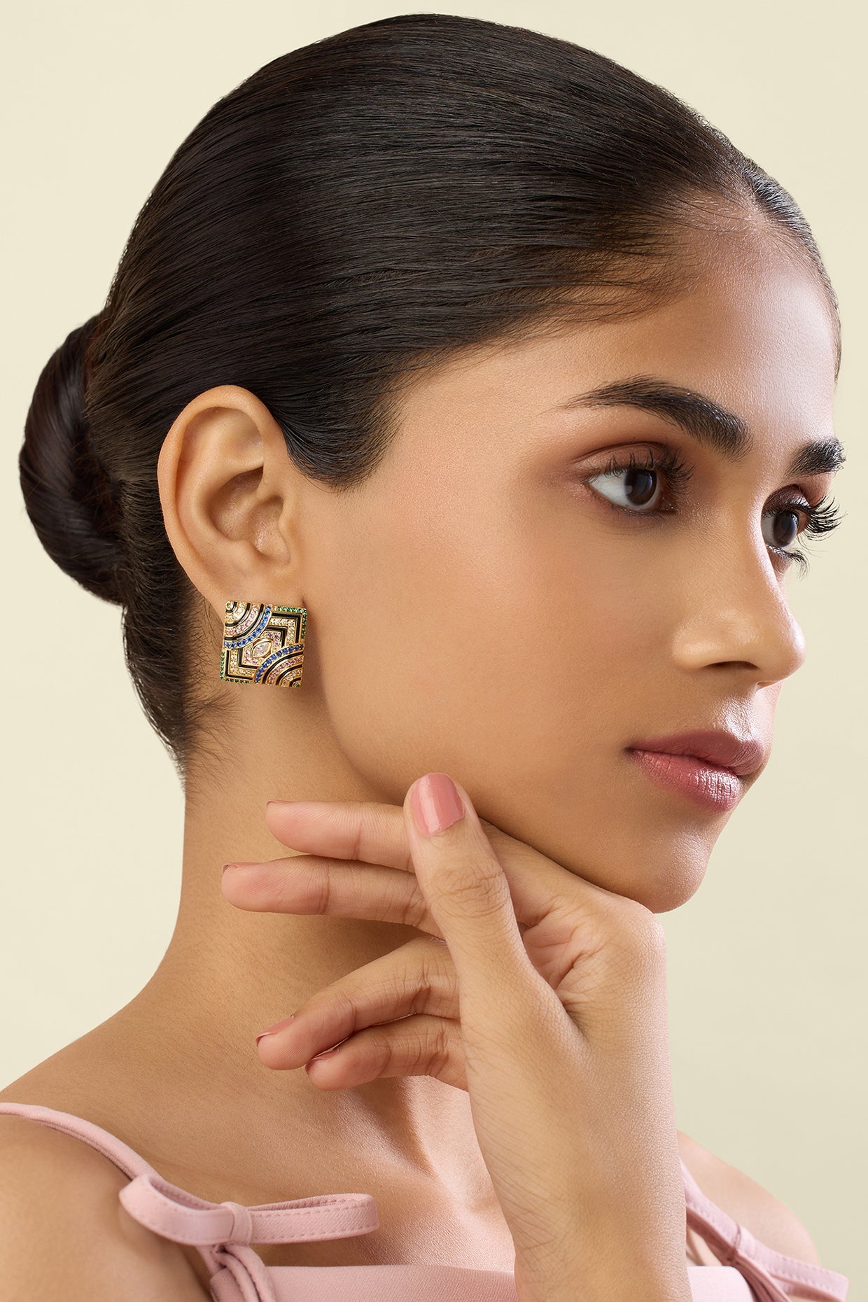 Delyra Square Studs In 18Kt Gold Plated