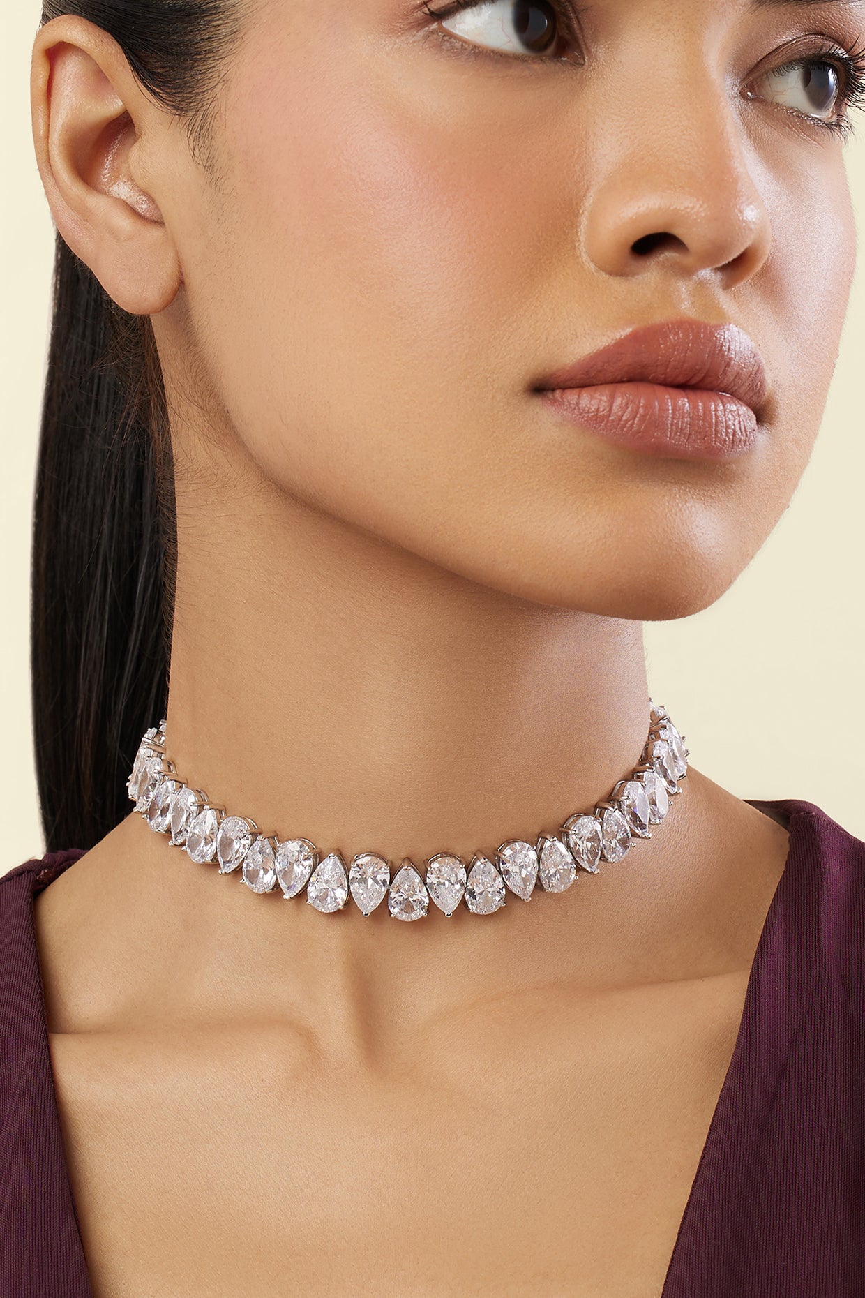 Elysian Choker Necklace In Rhodium Plating