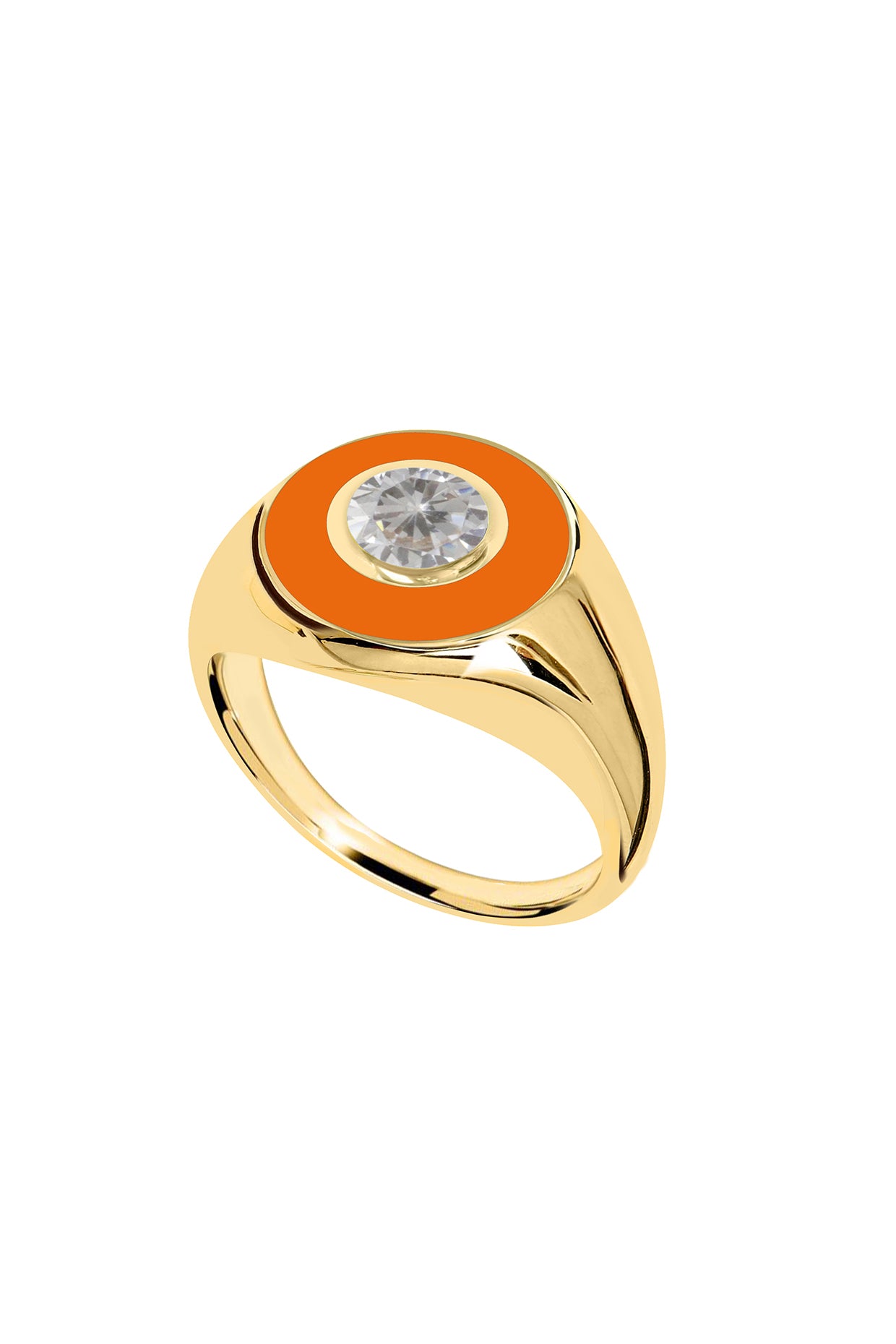 18Kt Gold Plated Eyes On Me Orange Signet Ring