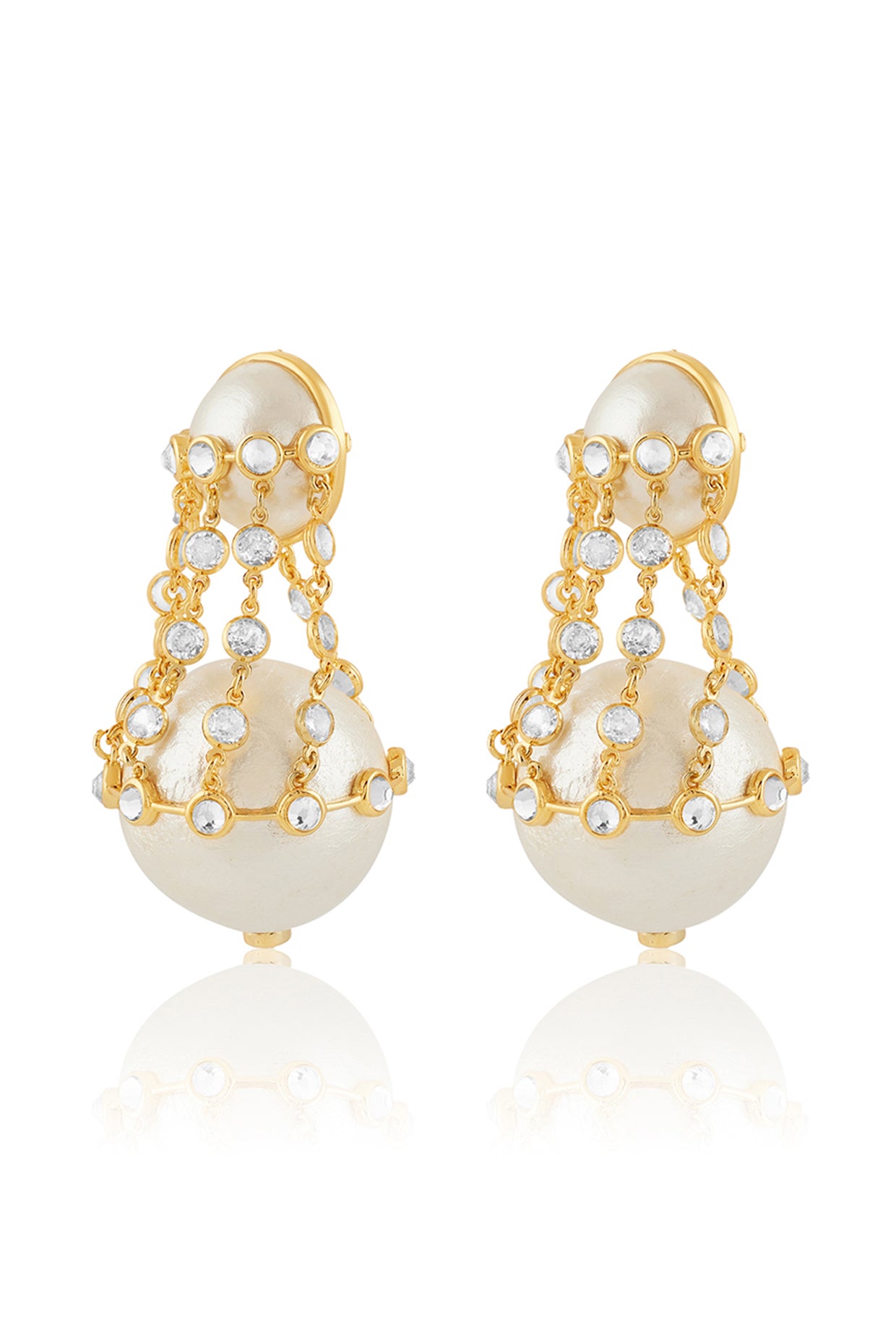 Limelight Pearl & Chain Libra Earrings 18Kt Gold Plated