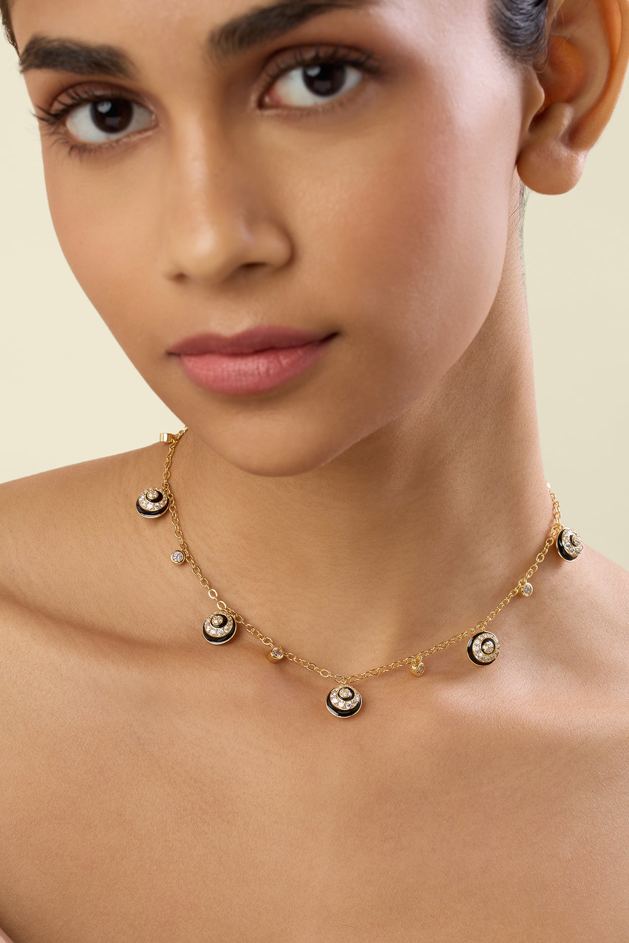 Solacea Charm Choker In 18Kt Gold Plated